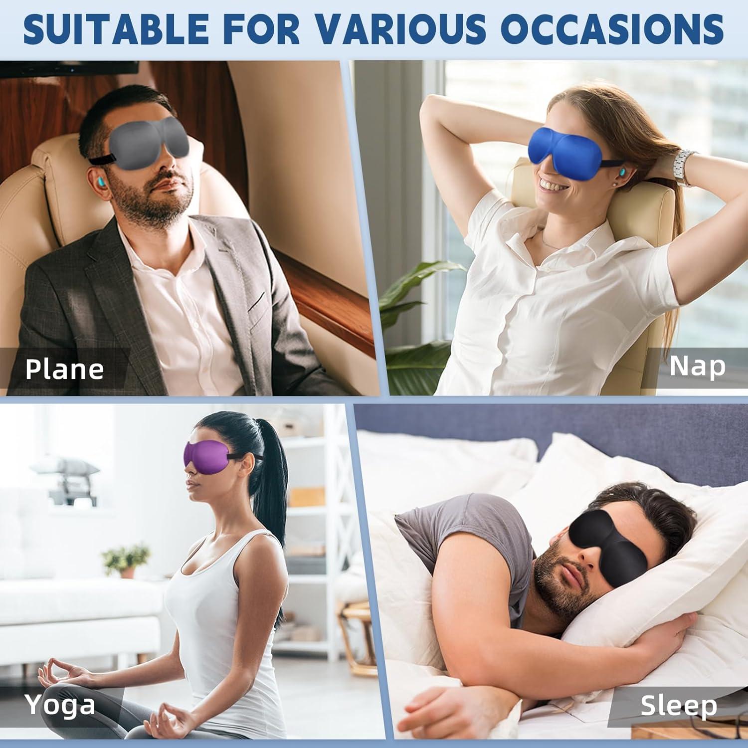 Paquete de 4 Máscaras para Dormir VEKDA Ajustables 3D