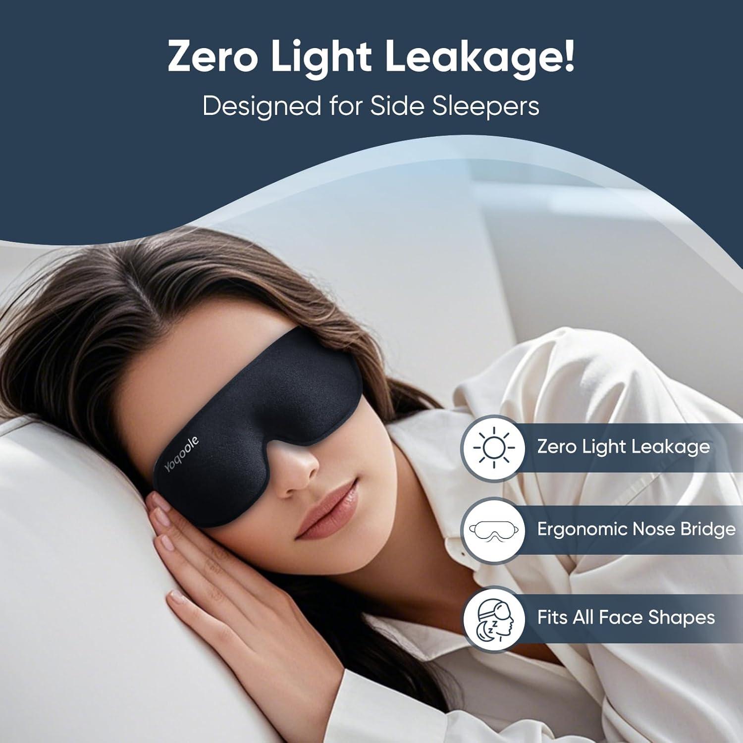 Máscara de dormir Yoqoole 3D opaca ajustable para viajeros