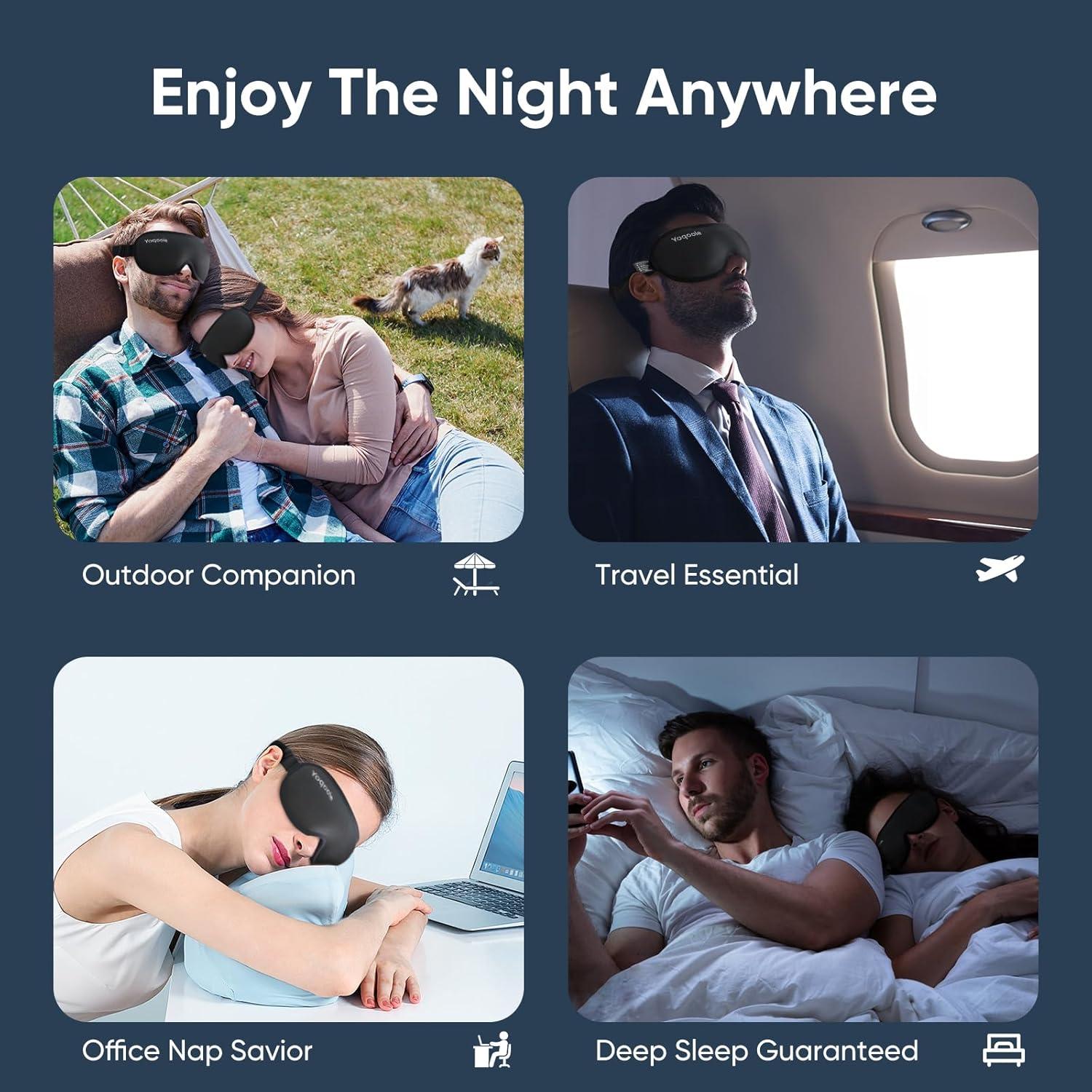 Máscara de dormir Yoqoole 3D opaca ajustable para viajeros