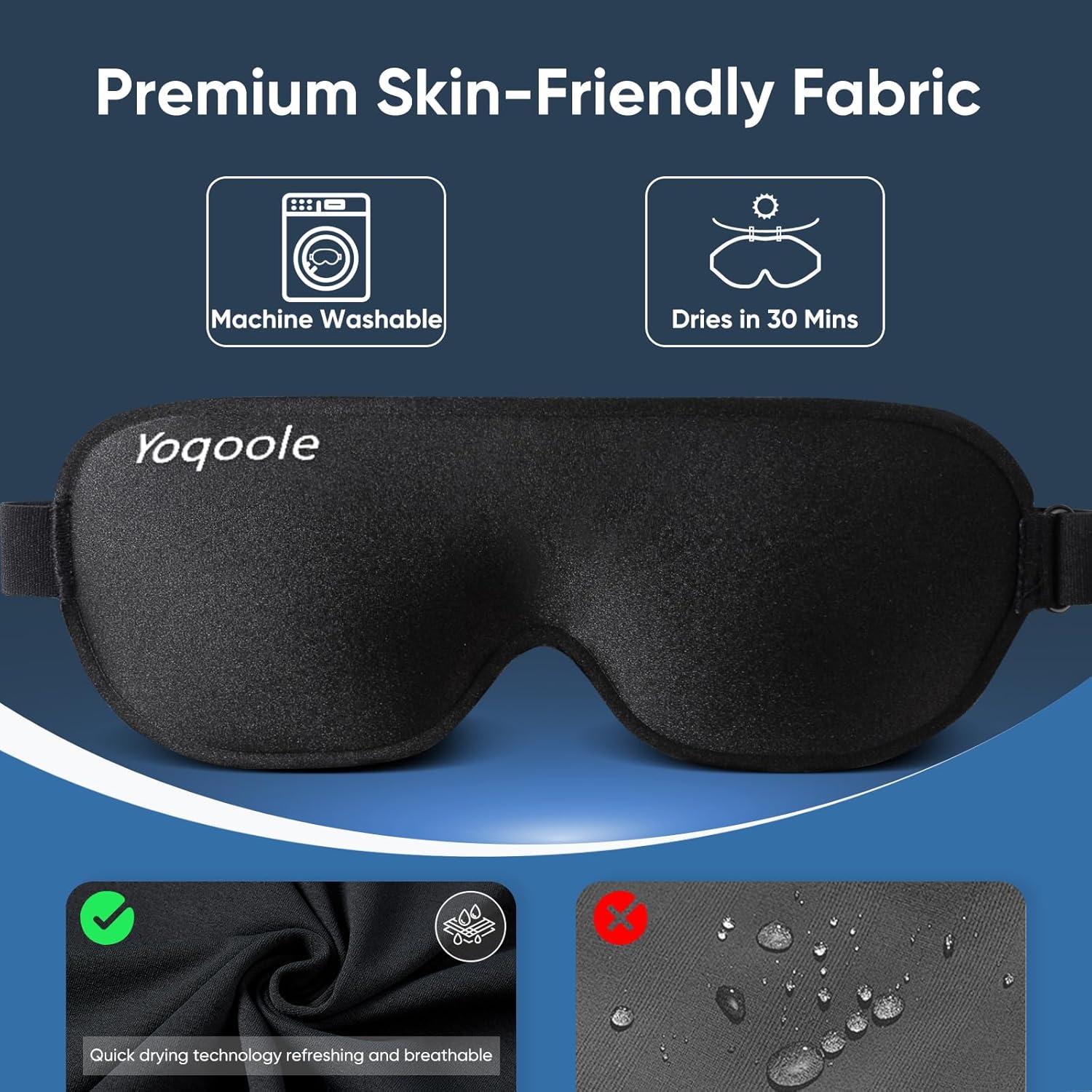 Máscara de dormir Yoqoole 3D opaca ajustable para viajeros