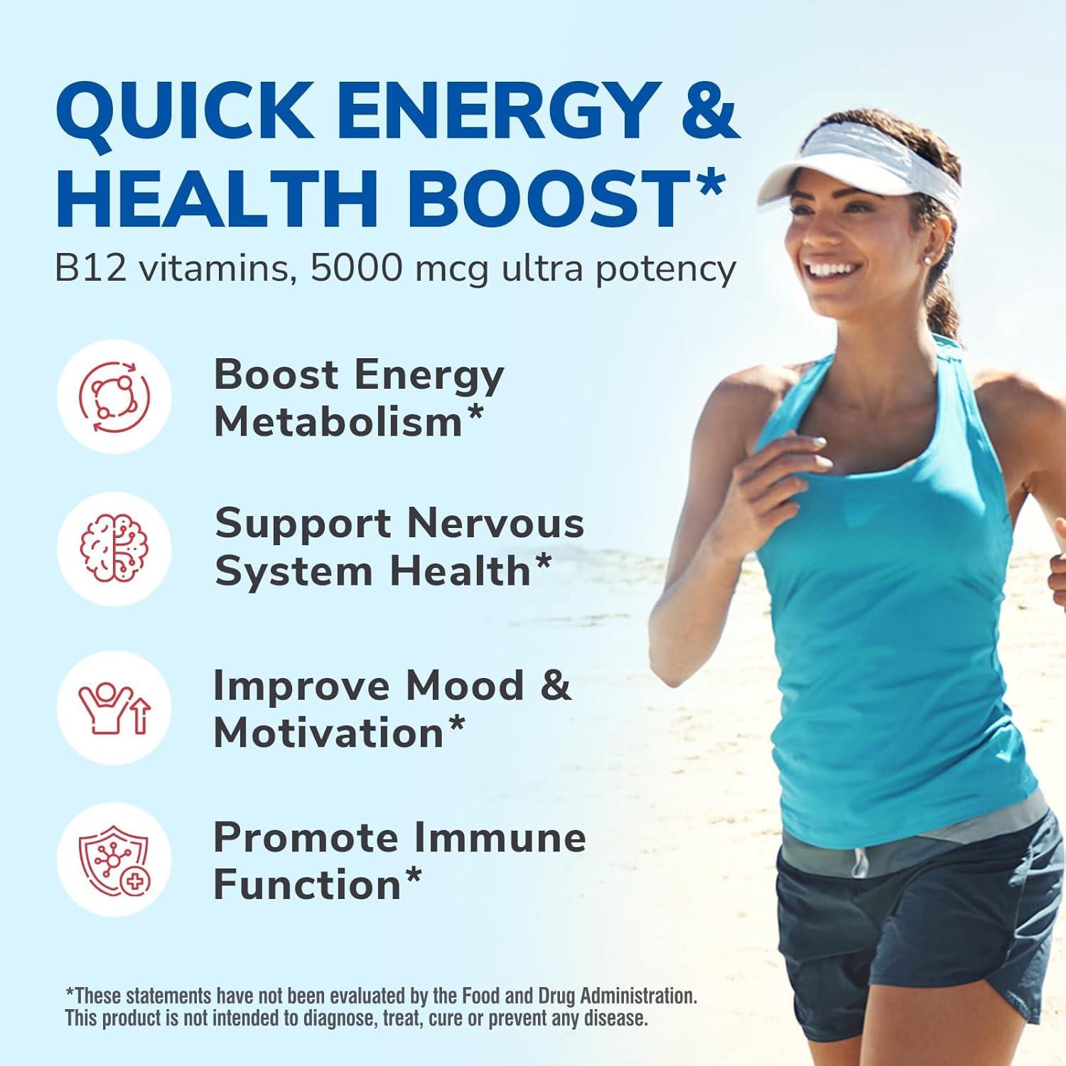 Vitamina B12 Sublingual 5000 mcg Vitalibre Vegana Durazno 90 Tabletas