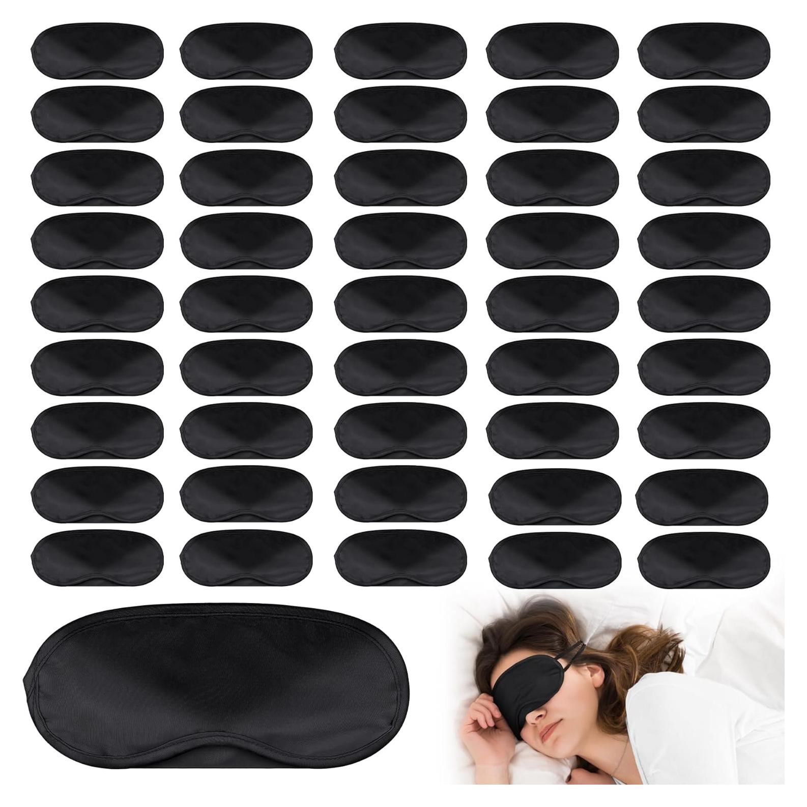 Aneco 50 Máscaras de Sueño Negras con Almohadilla Nasal