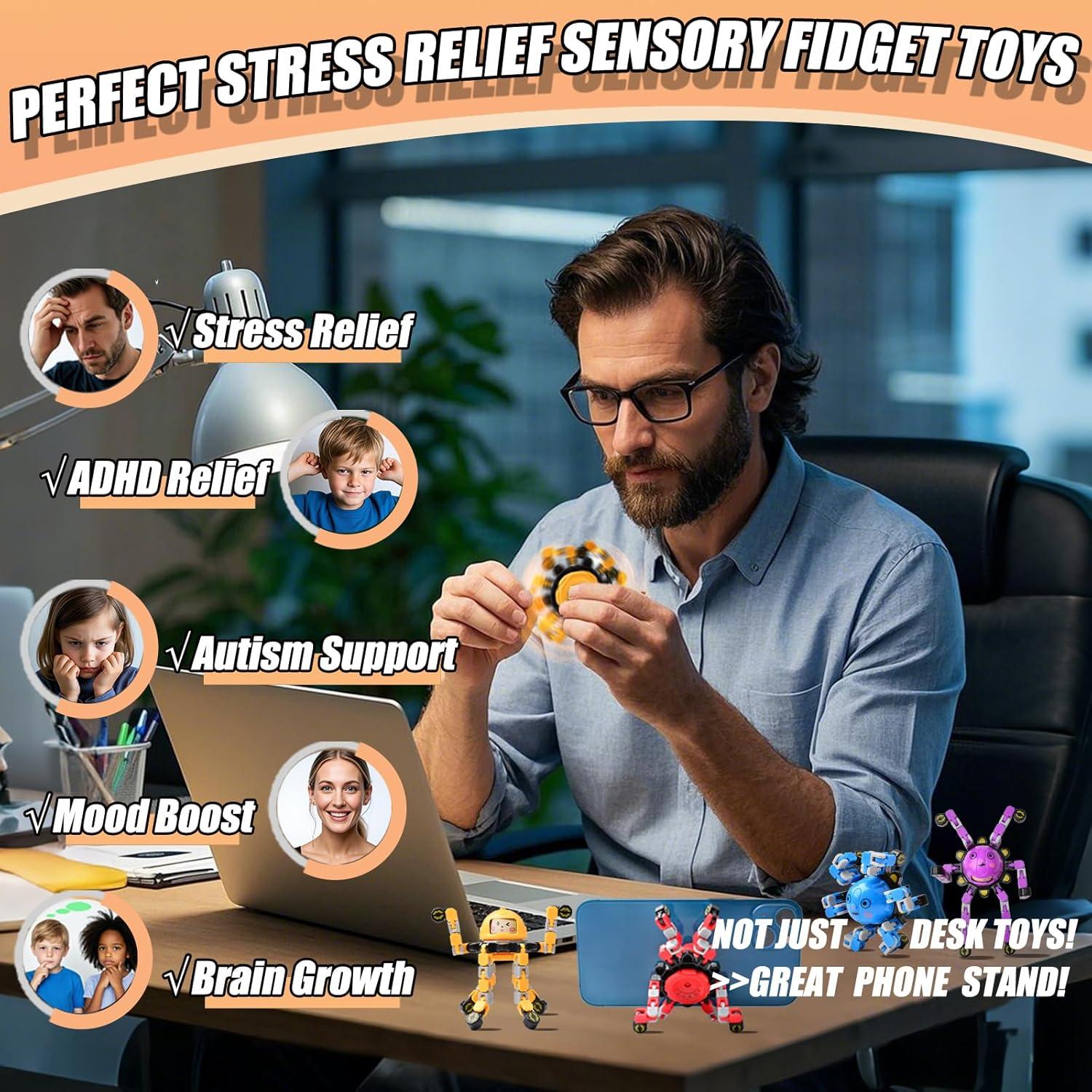 12 Piezas Spinners Antiestrés Transformables Vipctery - Juguetes Sensoriales