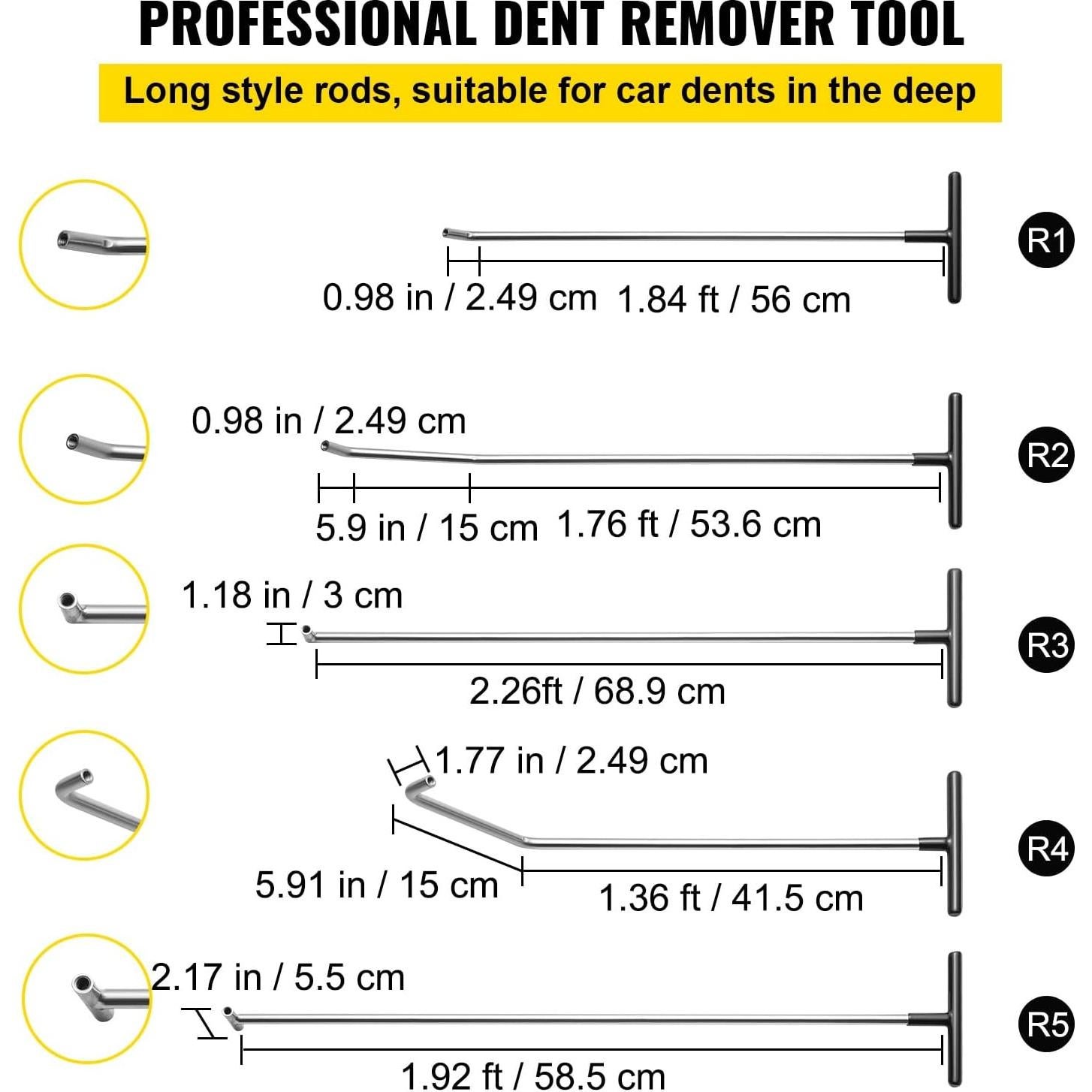 Kit de Eliminación de Abolladuras VEVOR 13 Piezas Acero Inoxidable