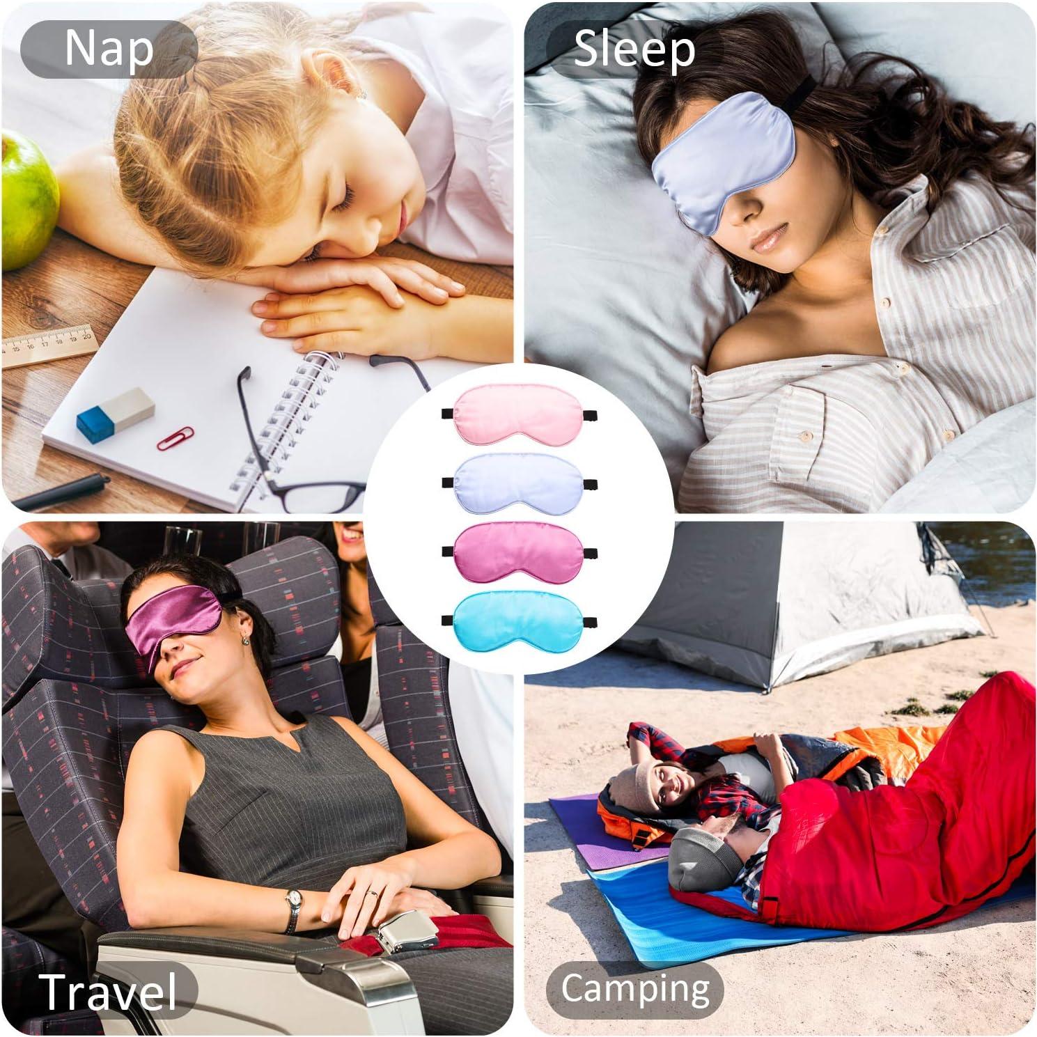 BBTO 8 Pcs Máscaras de Sueño de Seda Ajustables para Dormir