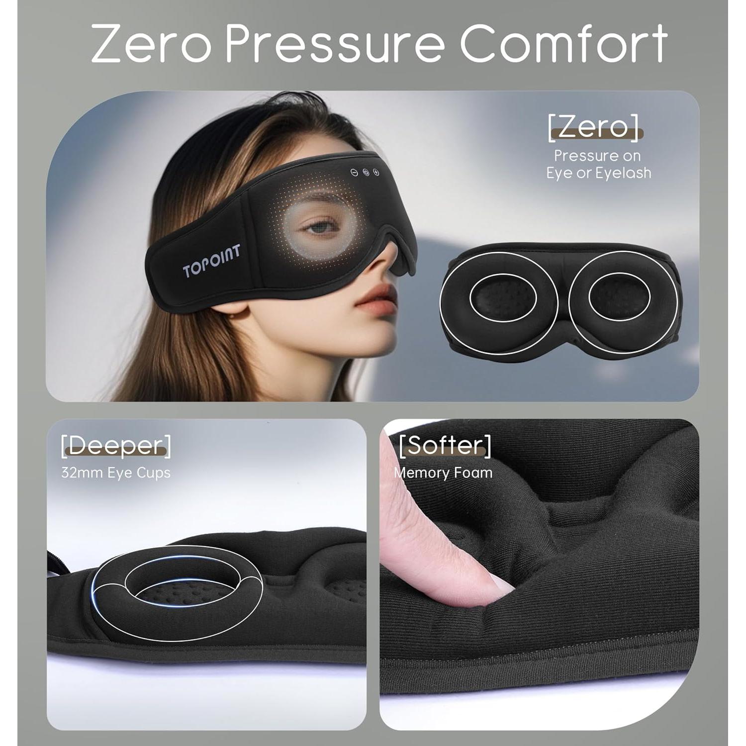 Máscara de Sueño Bluetooth TOPOINT GH02 3D con Auriculares