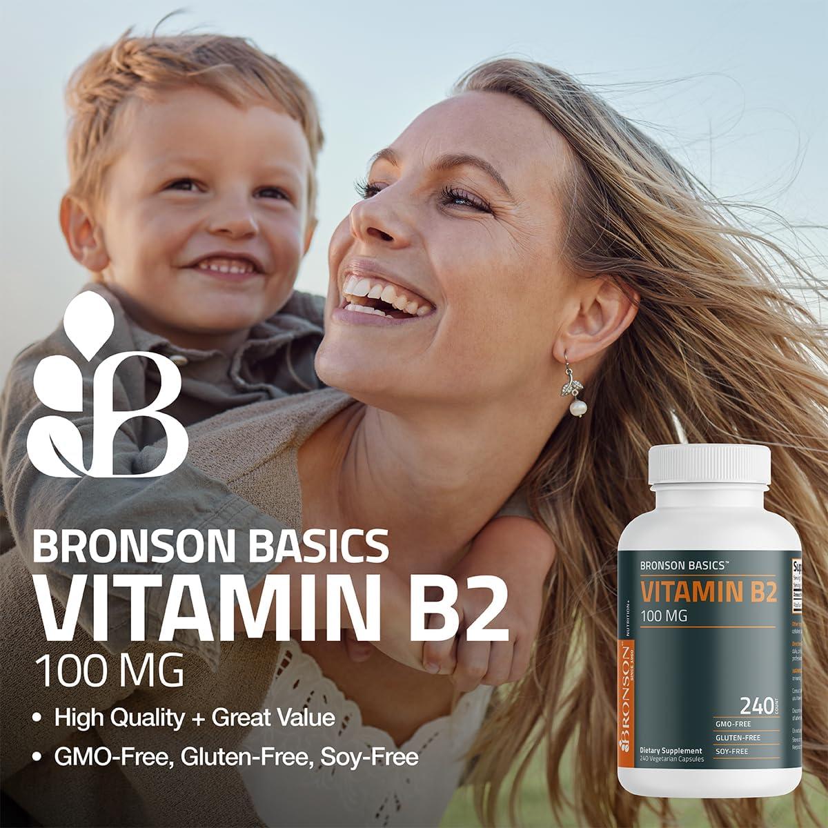 Vitamina B2 Bronson 100mg 120 Cápsulas Vegetarianas
