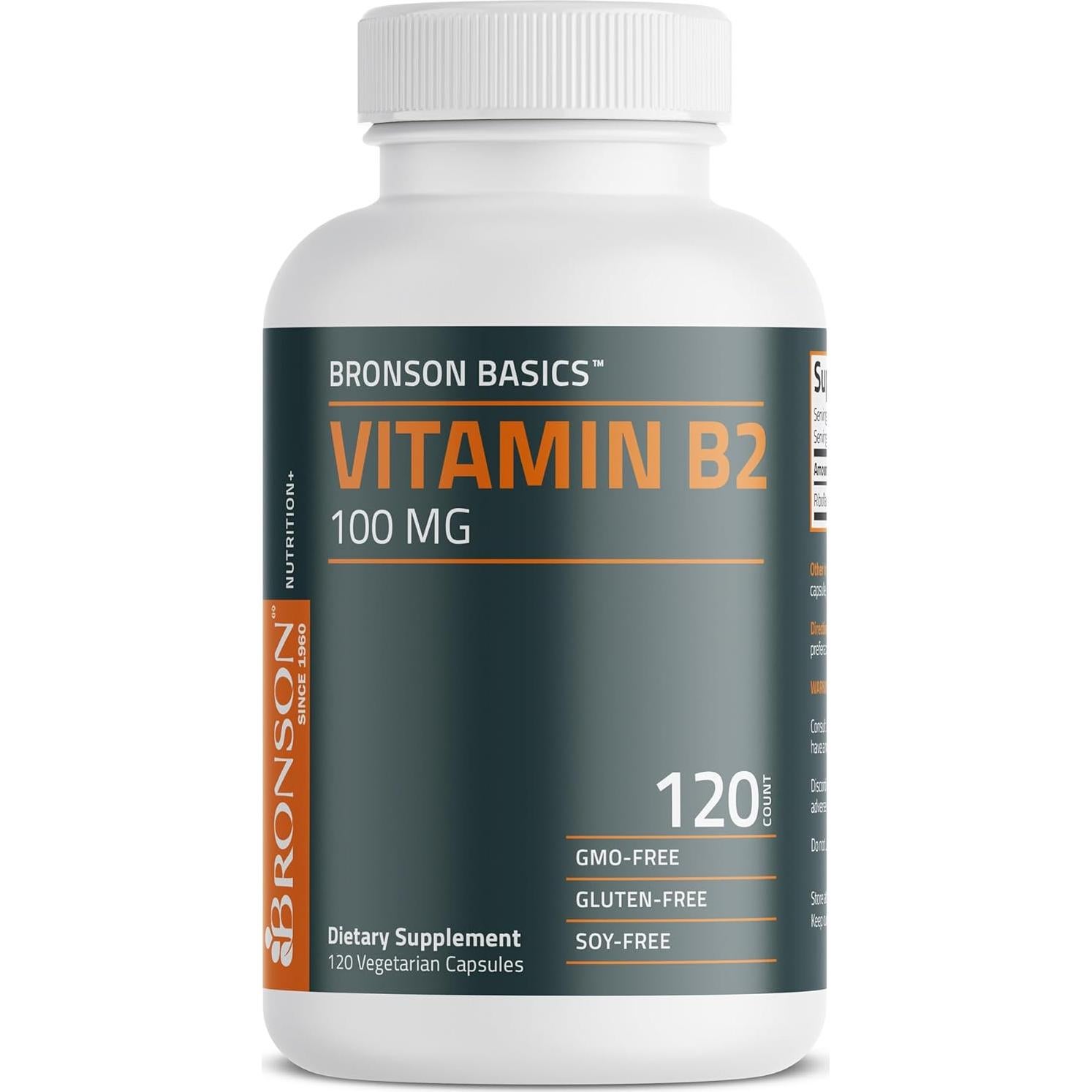 Vitamina B2 Bronson 100mg 120 Cápsulas Vegetarianas