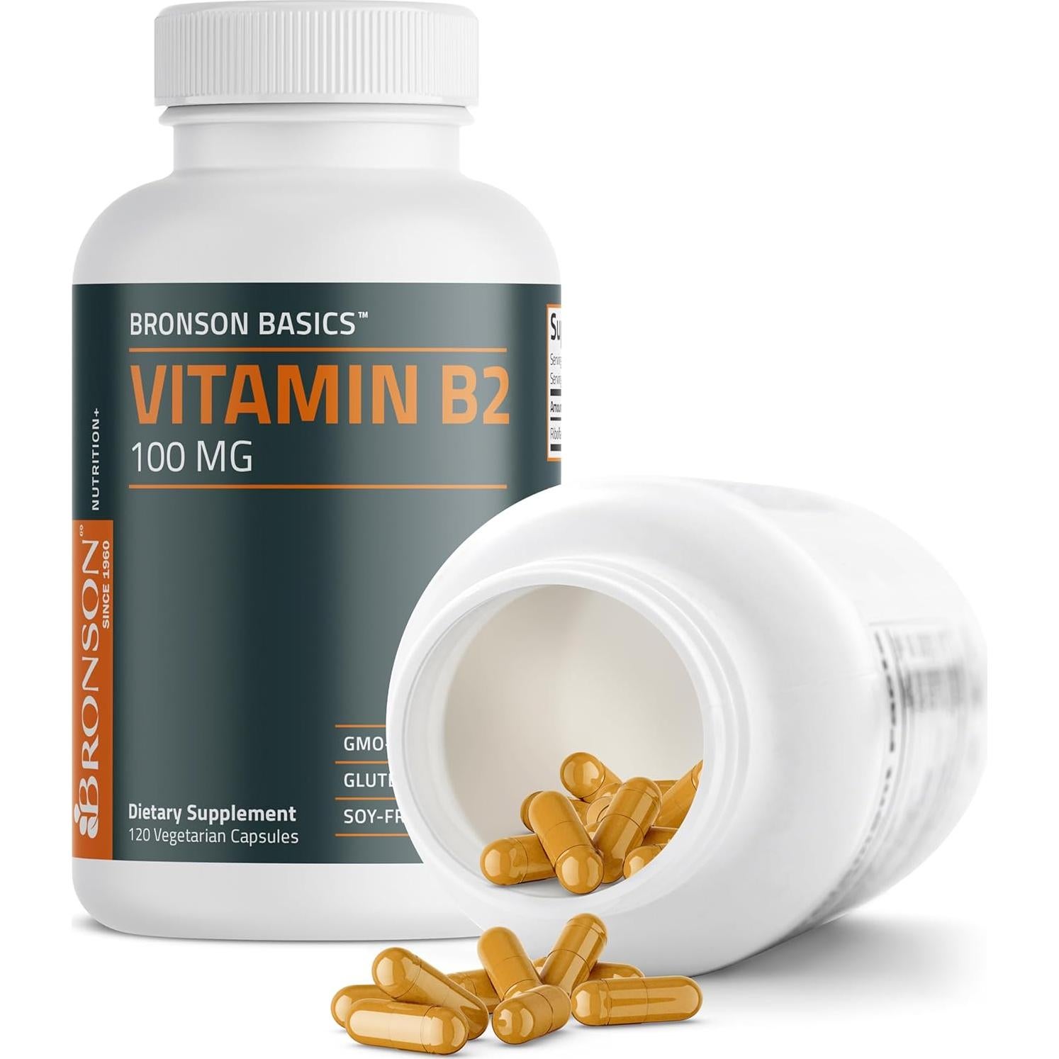 Vitamina B2 Bronson 100mg 120 Cápsulas Vegetarianas