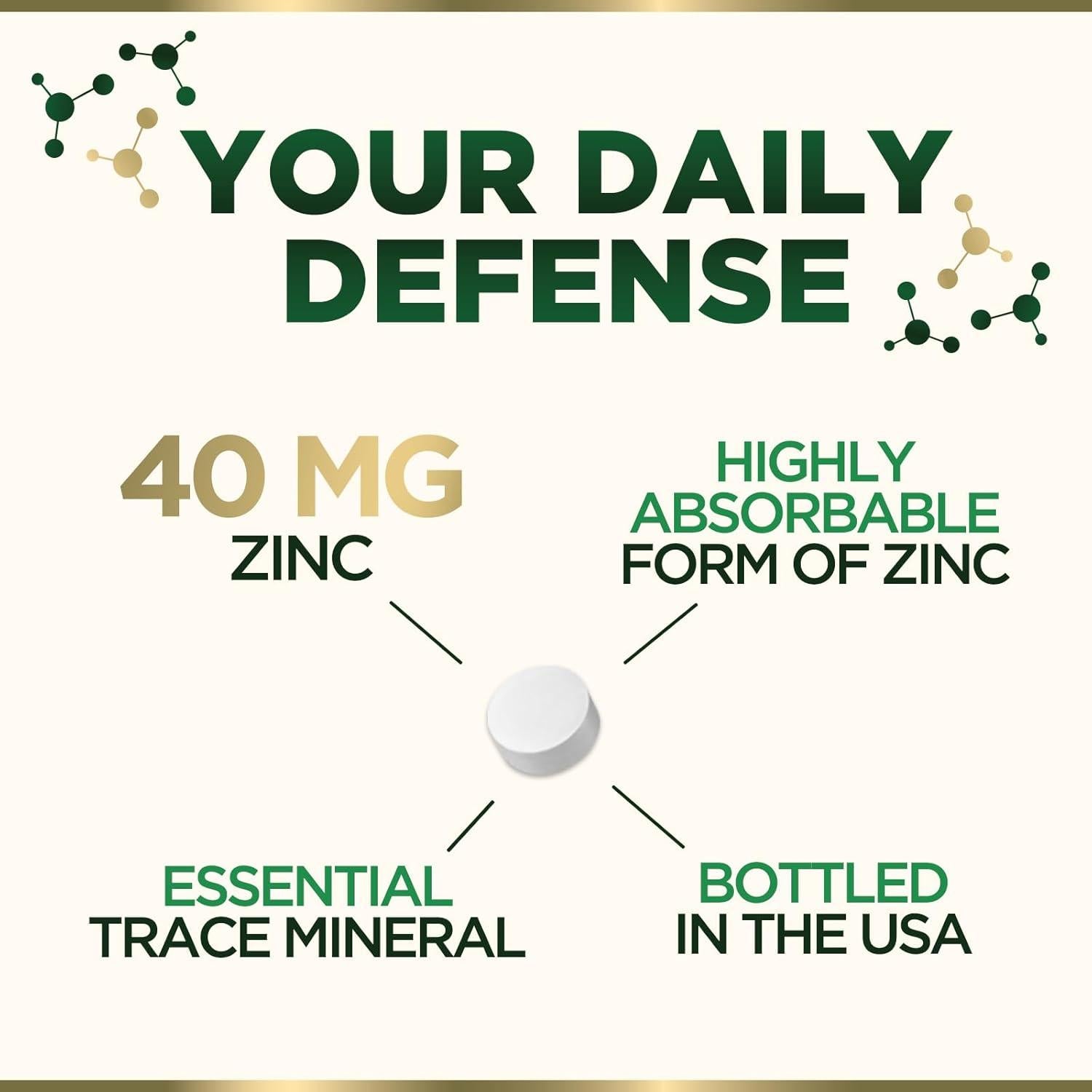 Suplemento de Zinc 40mg Nutrición de la Naturaleza - 60 Tabletas Veganas