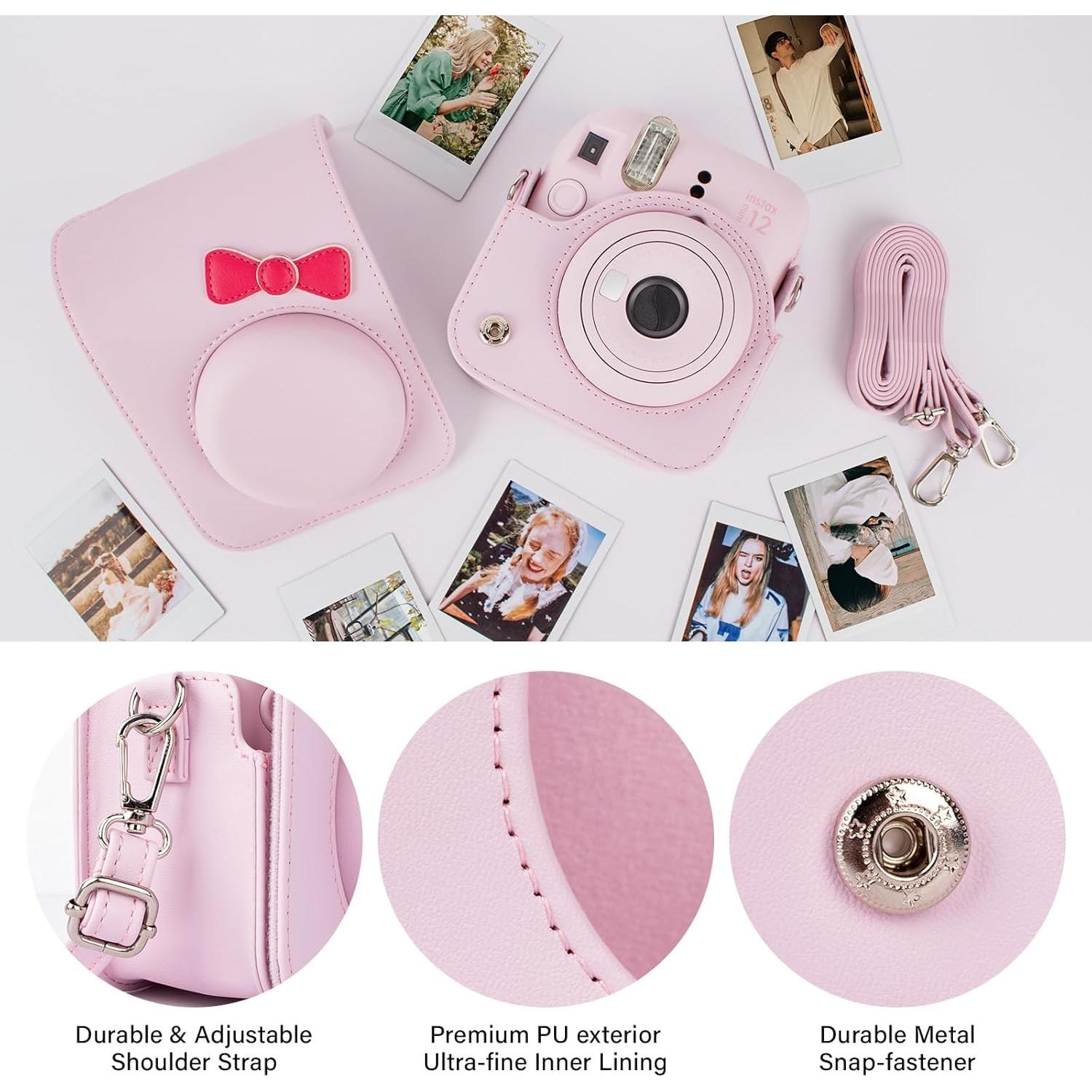 Funda Rosa para Cámara Instax Mini 12 con Álbum y Correa