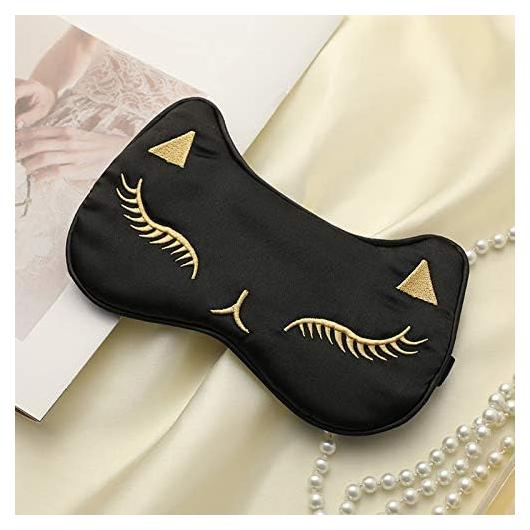 Máscara de Sueño PERFECTSIGHT Gato Negro Ajustable Seda