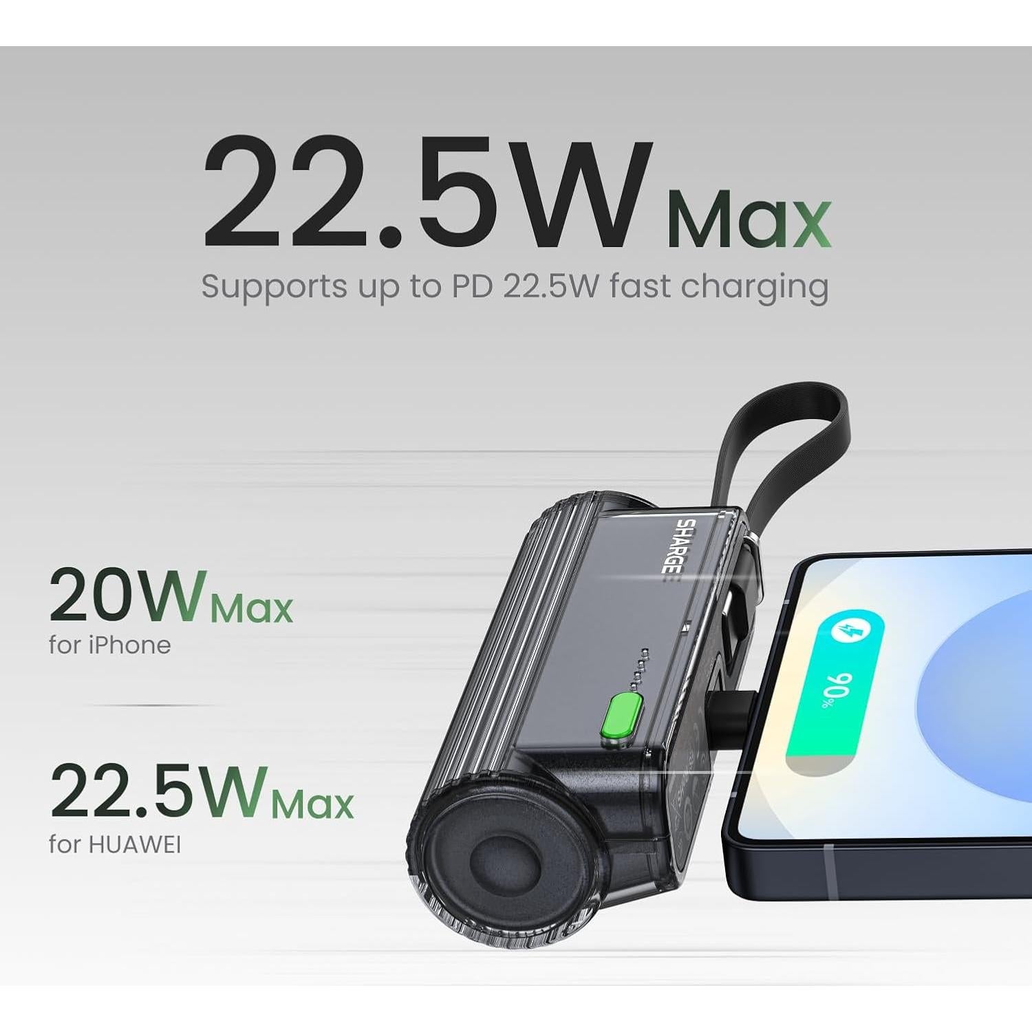 Power Bank Sharge Flow Mini 2 5000mAh Carga Rápida 22.5W