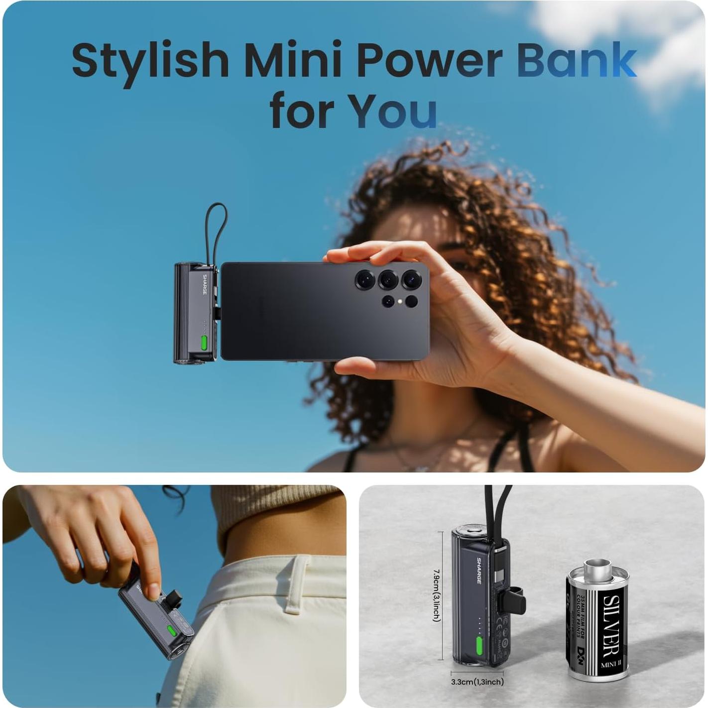 Power Bank Sharge Flow Mini 2 5000mAh Carga Rápida 22.5W