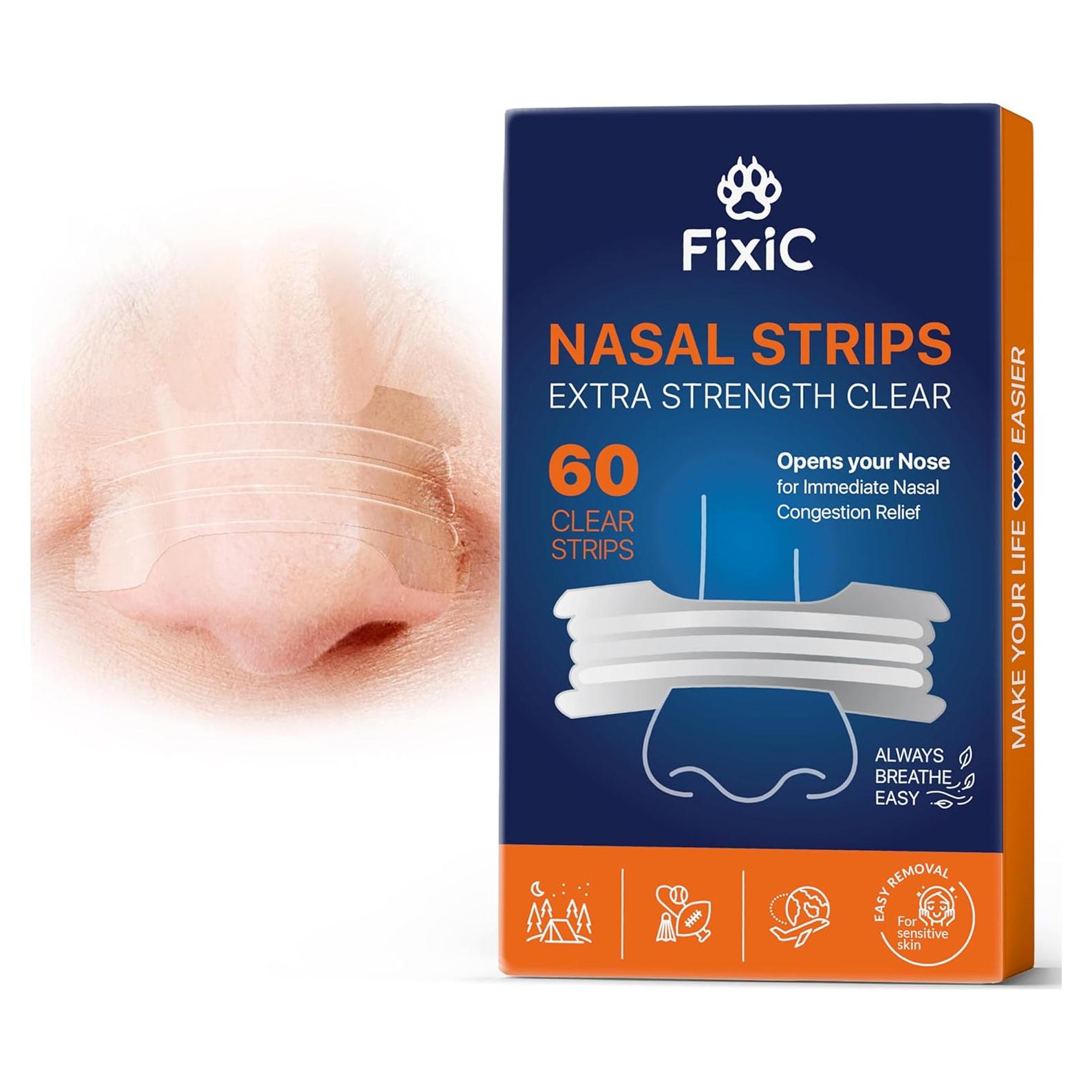 Tiras Nasales Fixic para Ronquidos - 60 Unidades - Alivio Congestión