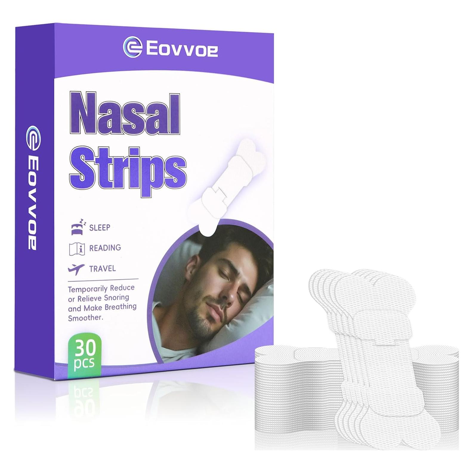 Tiras Nasales Eovvoe para Ronquidos y Respiración 30 Pzas