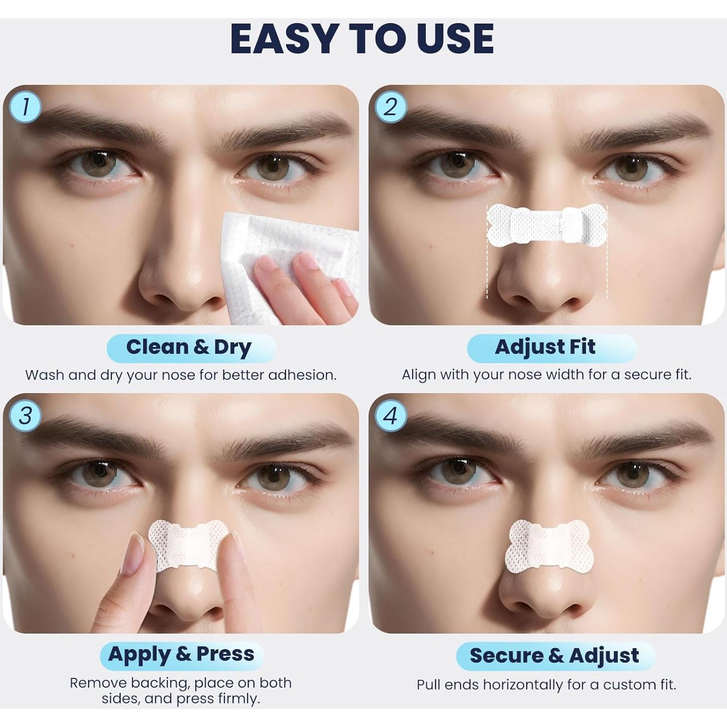 Tiras Nasales Eovvoe para Ronquidos y Respiración 30 Pzas