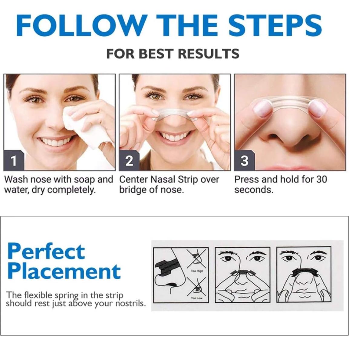 Tiras Nasales RZJZGZ 60 Piezas Anti-Ronquido Alivio Congestión