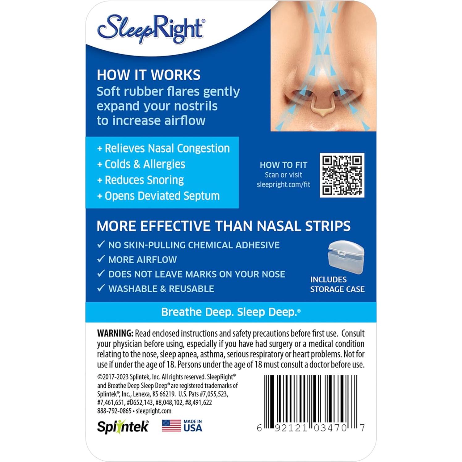 Dilatador Nasal SleepRight 2 Unidades Reductor de Ronquidos