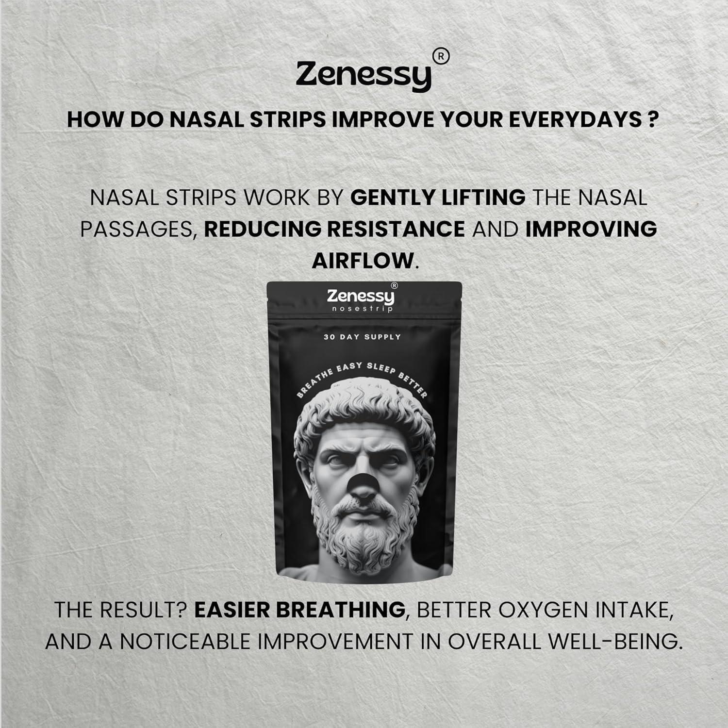 Tiras Nasales Zenessy - Fuerza Extra Anti-Ronquidos 30 Pzas