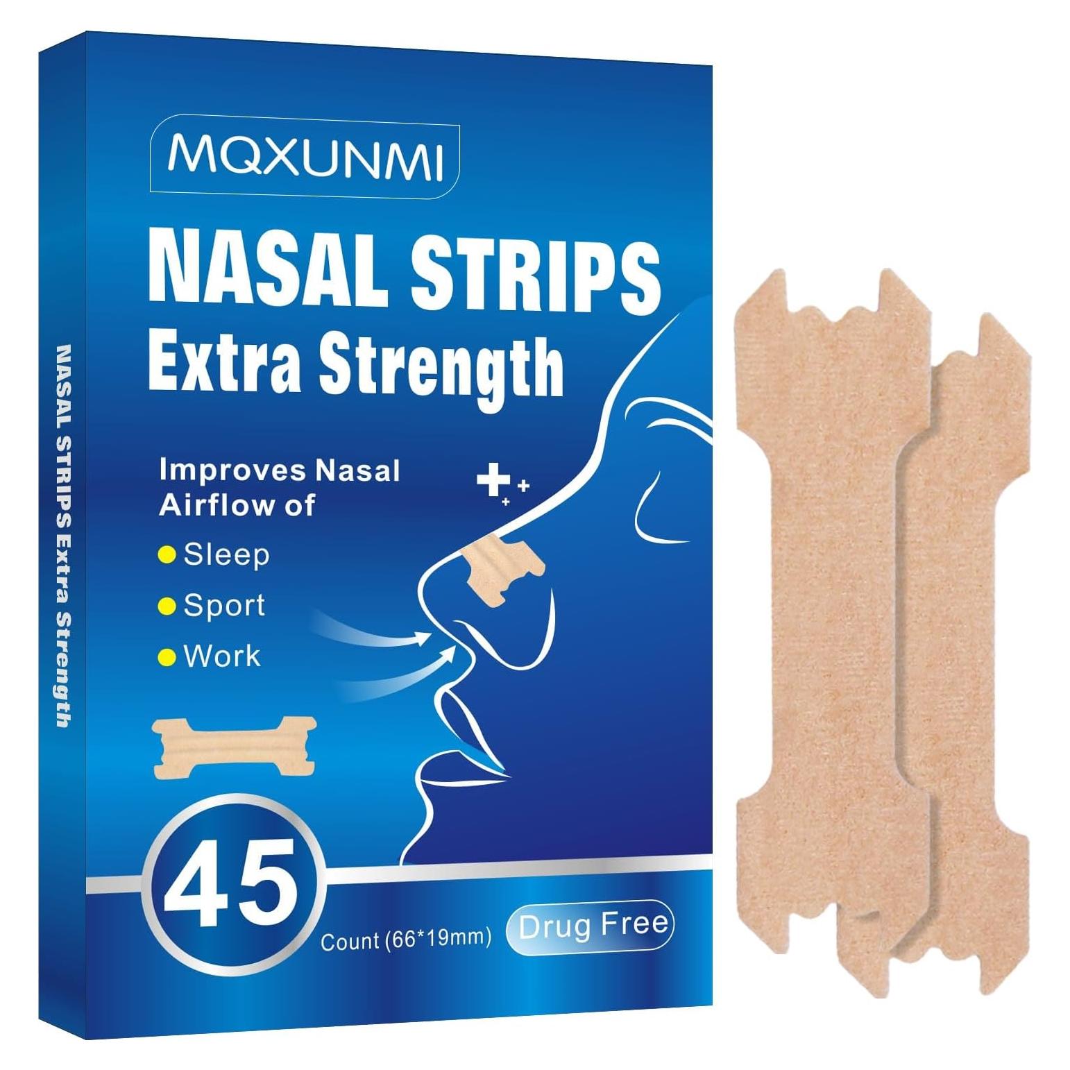Tiras Nasales Antirronquidos Nantong 45 Piezas Adhesivo Extra