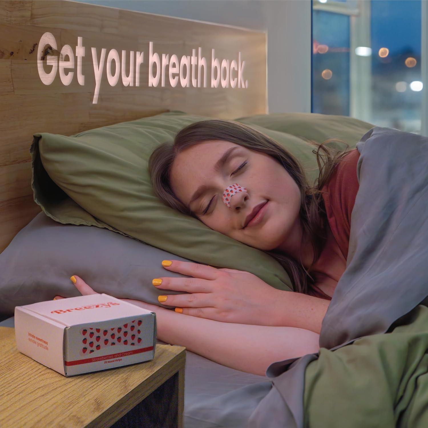 Tiras Nasales Breezys 25 Ct Alivio Congestión Fresas y Crema