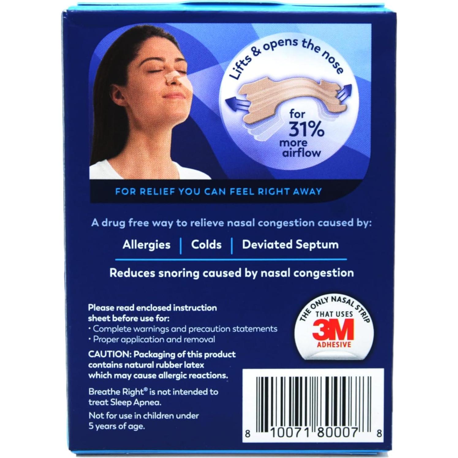 Breathe Right Nasal Strips, Large, Tan, 120-Count Pack (4 Packs of 30)