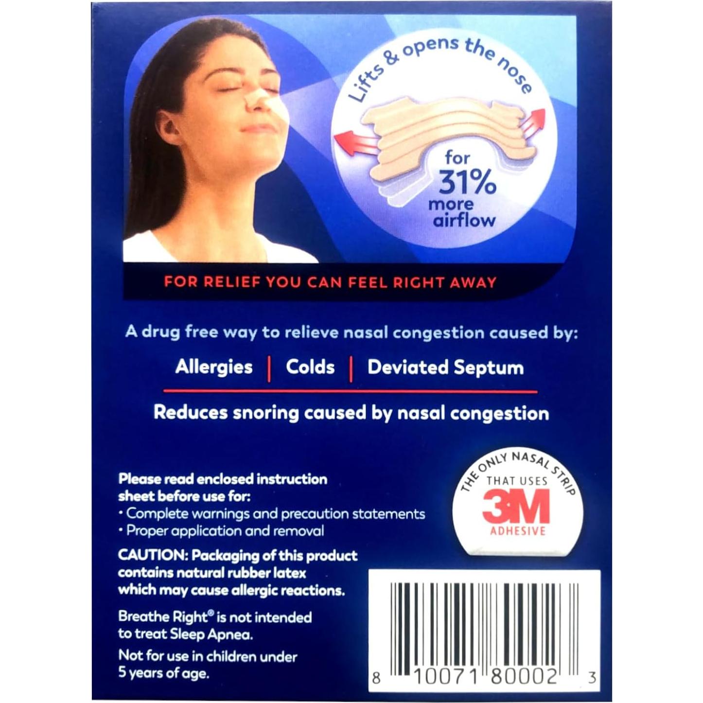 Tiras Nasales Breathe Right Extra Tan 26 Unidades para Ronquidos