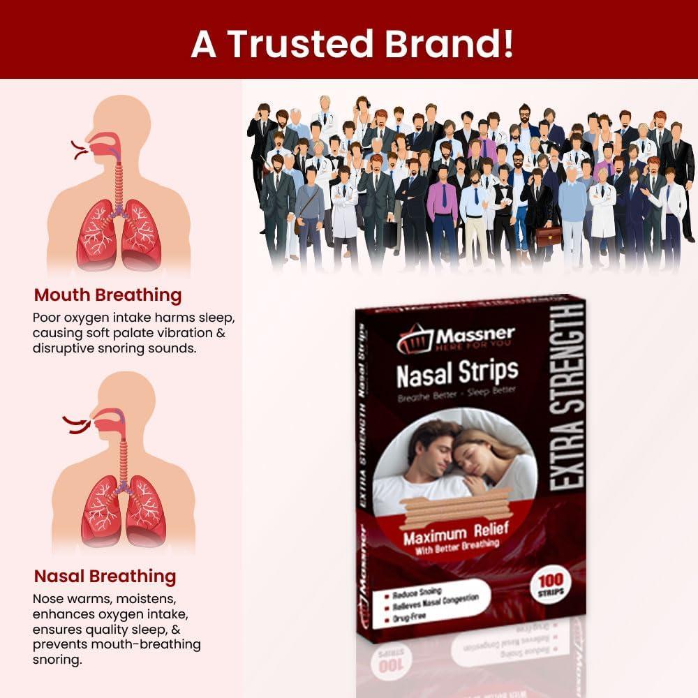 Tiras Nasales Massner Fuerza Extra 100 Unidades Beige