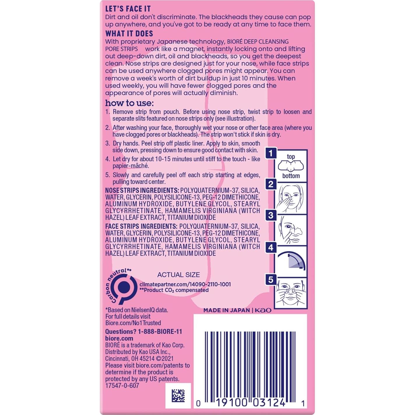 Bioré Tiras Removedoras de Puntos Negros 14 Contenido