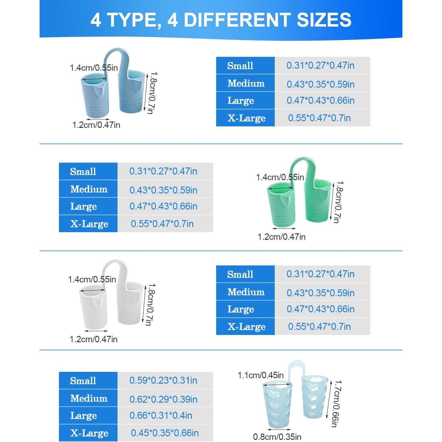 Dilatadores Nasales MQFORU 4 Tamaños Silicona Antirronquido