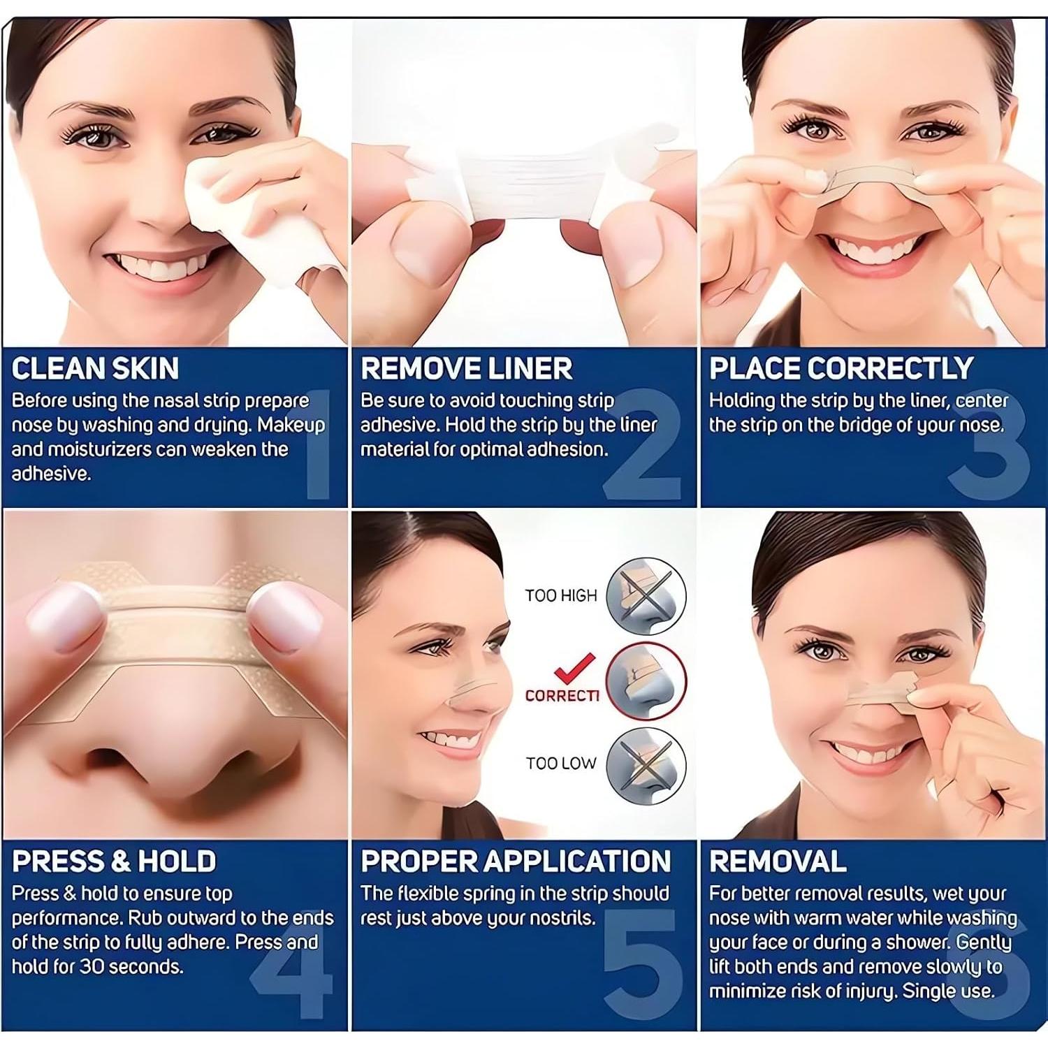 50 Tiras Nasales Antironquido NUNPUFF 66x19mm Alivio Congestión