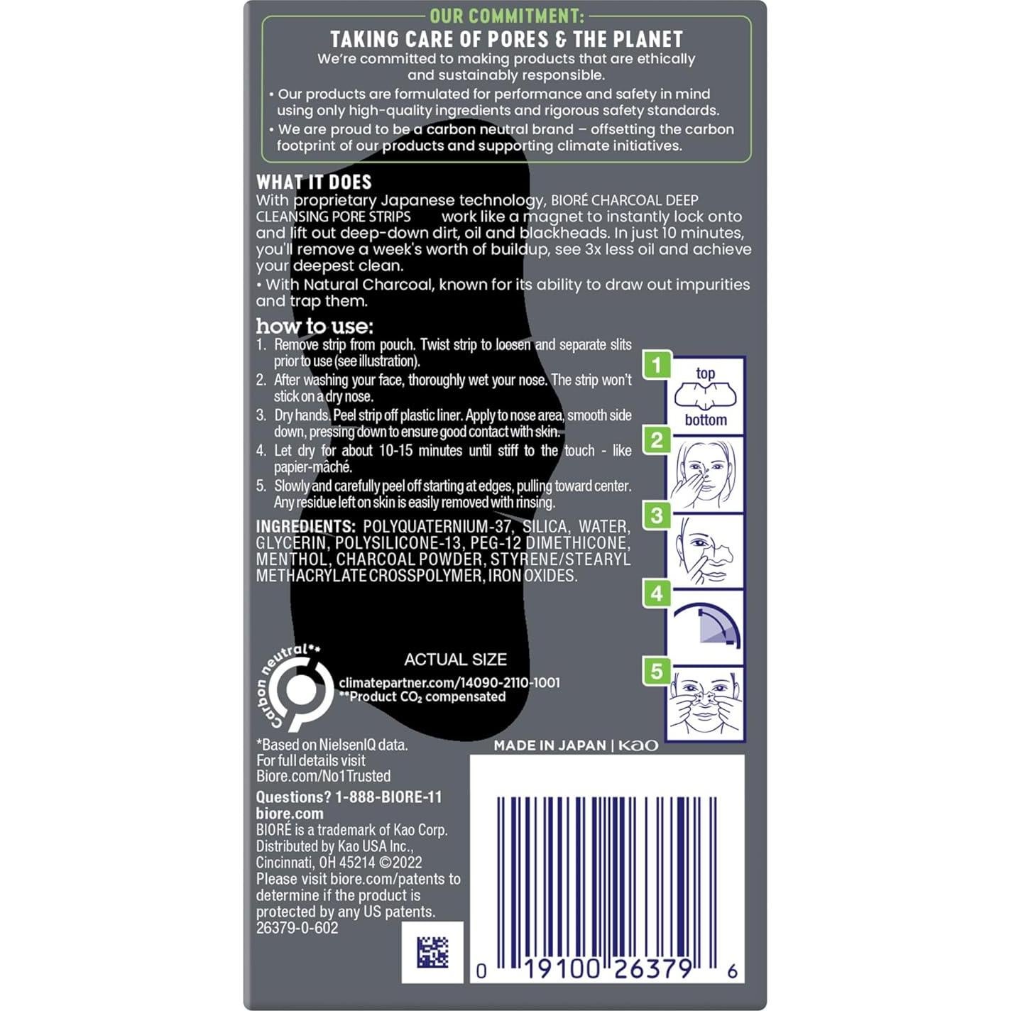 Tiras nasales Biore para hombres - 6 unidades con carbón