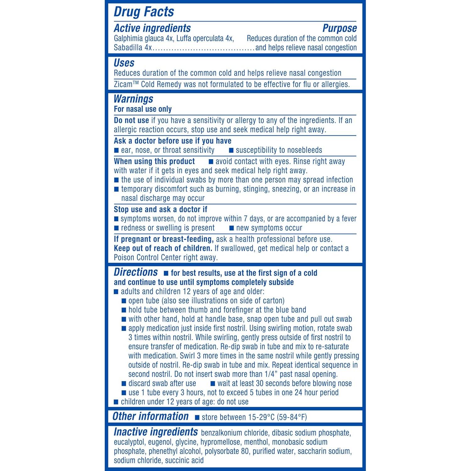 Zicam Hisopos Nasales Medicados para Resfriado 20 Unidades