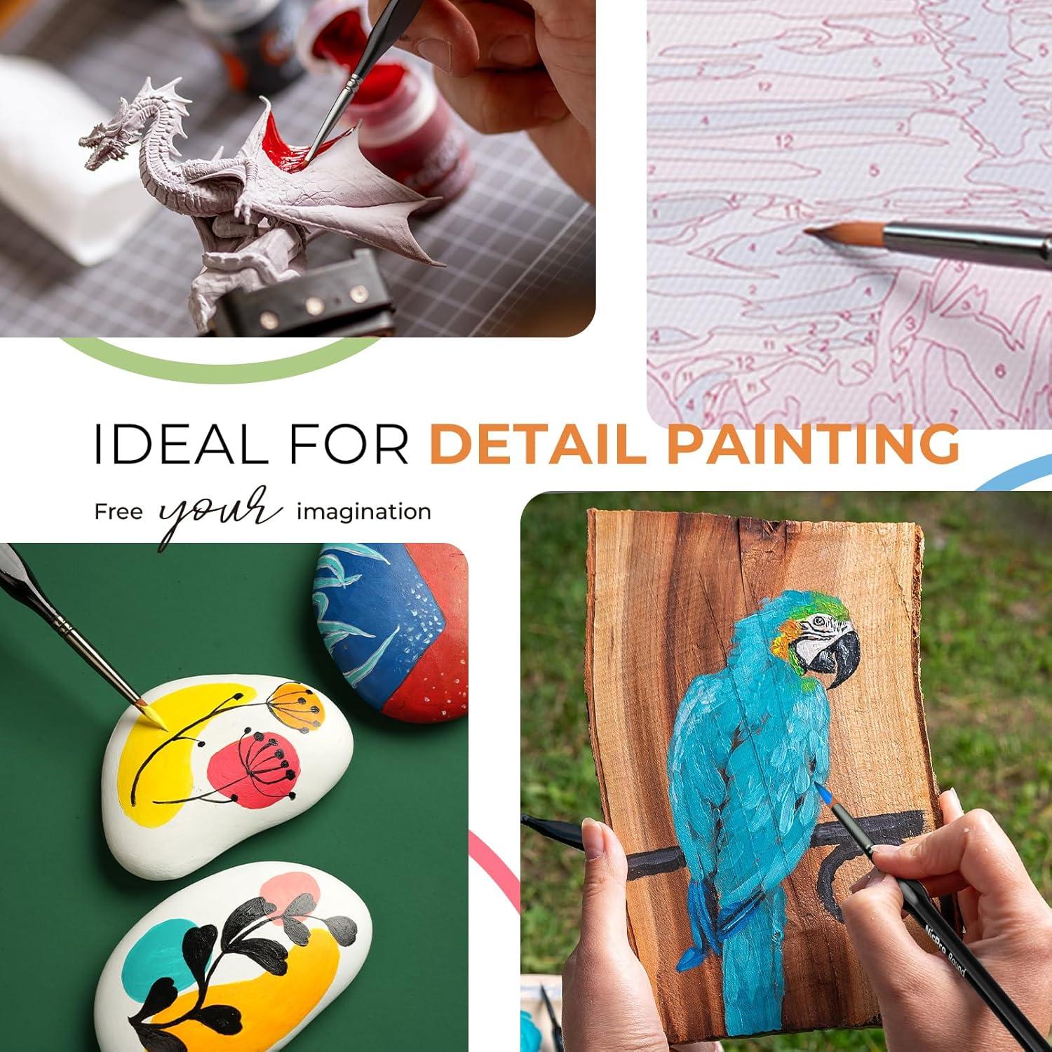 Juego de 16 Pinceles de Detalle Nicpro - Punta Fina para Acrílico y Acuarela