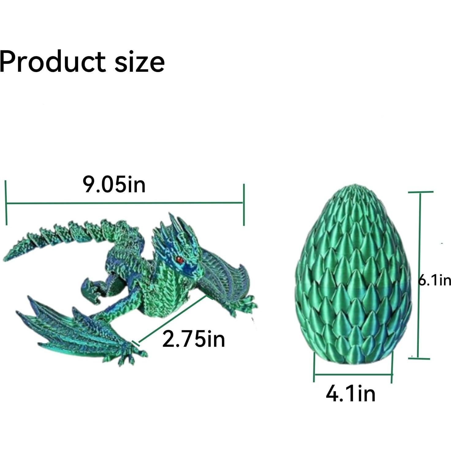 Dragón Impreso en 3D - Huevo Misterioso Volador Verde Azul