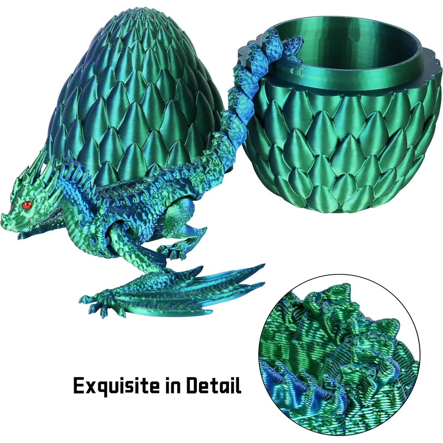 Dragón Impreso en 3D - Huevo Misterioso Volador Verde Azul