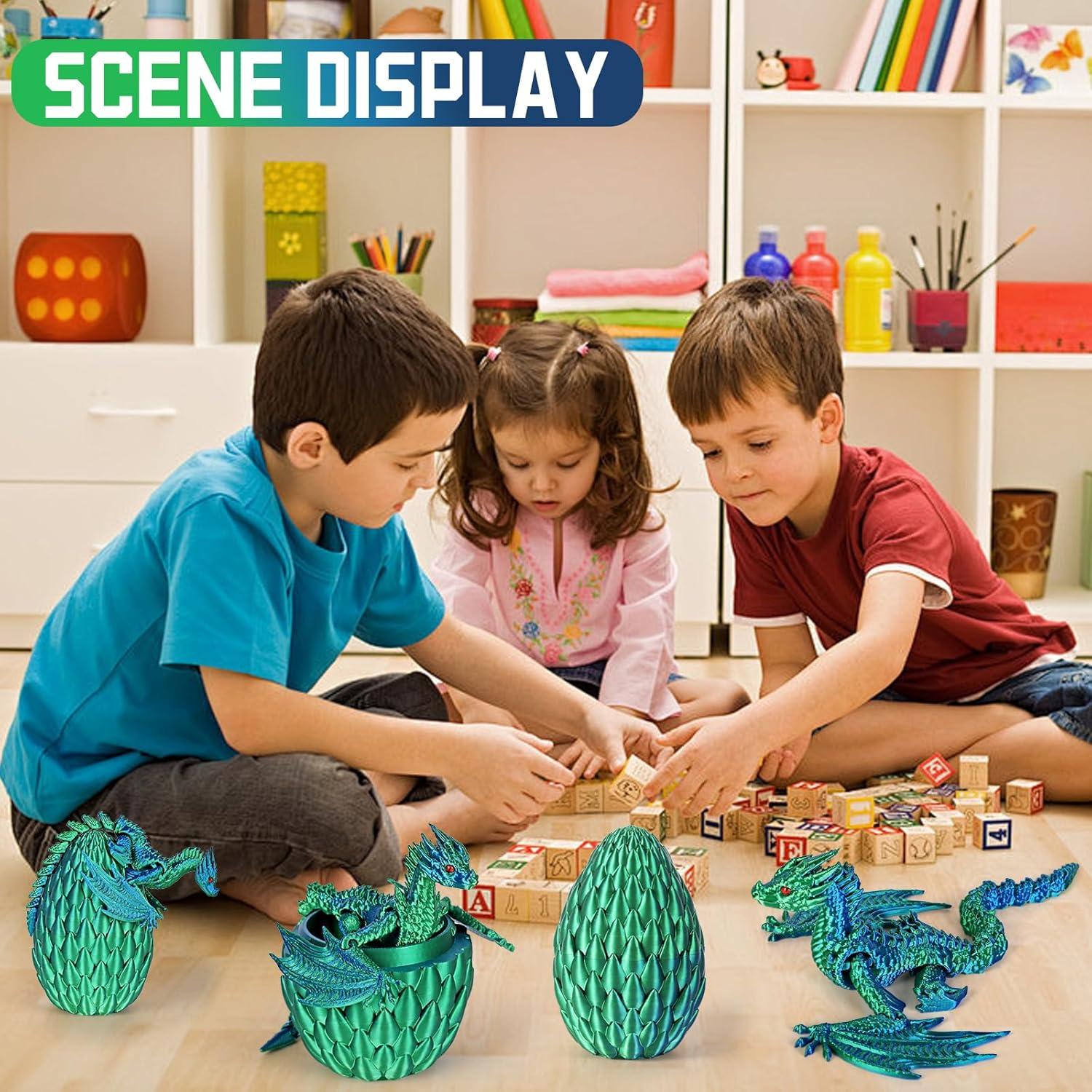 Dragón Impreso en 3D - Huevo Misterioso Volador Verde Azul