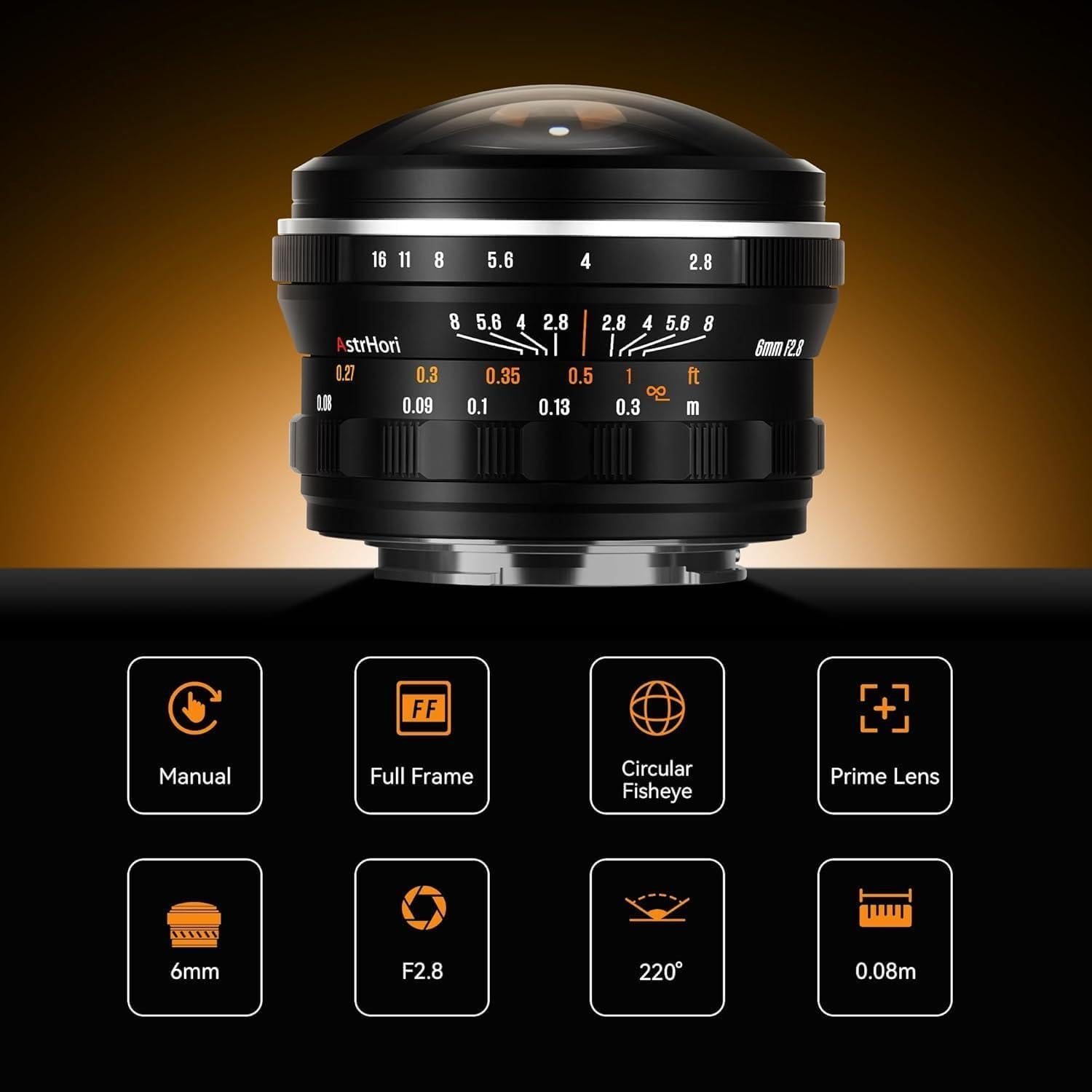 Lente Fisheye Circular AstrHori 6mm F2.8 para Cámaras L