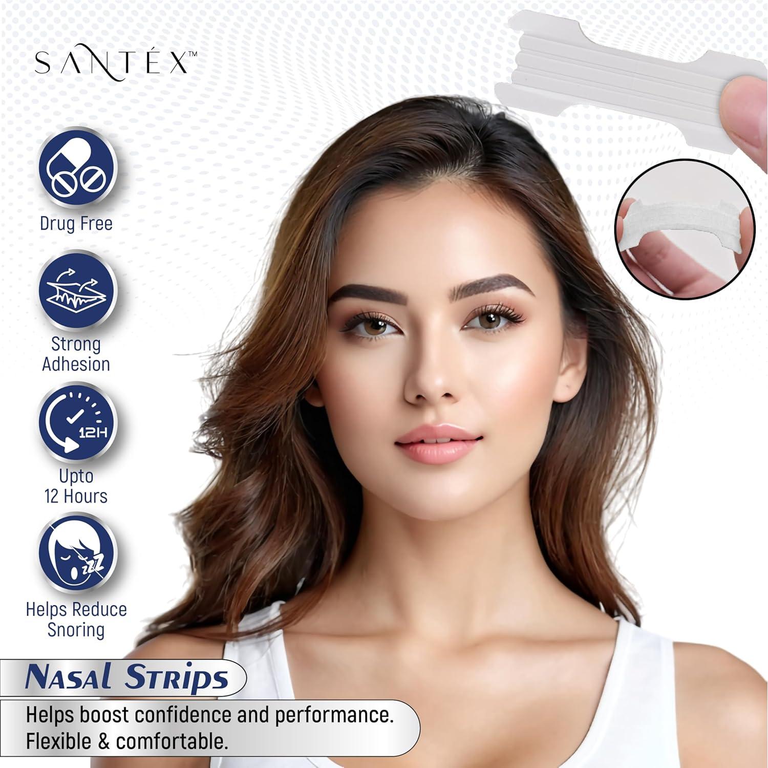 Tiras Nasales Transparentes Santéx Grandes 45 ct. Alivio Ronquidos