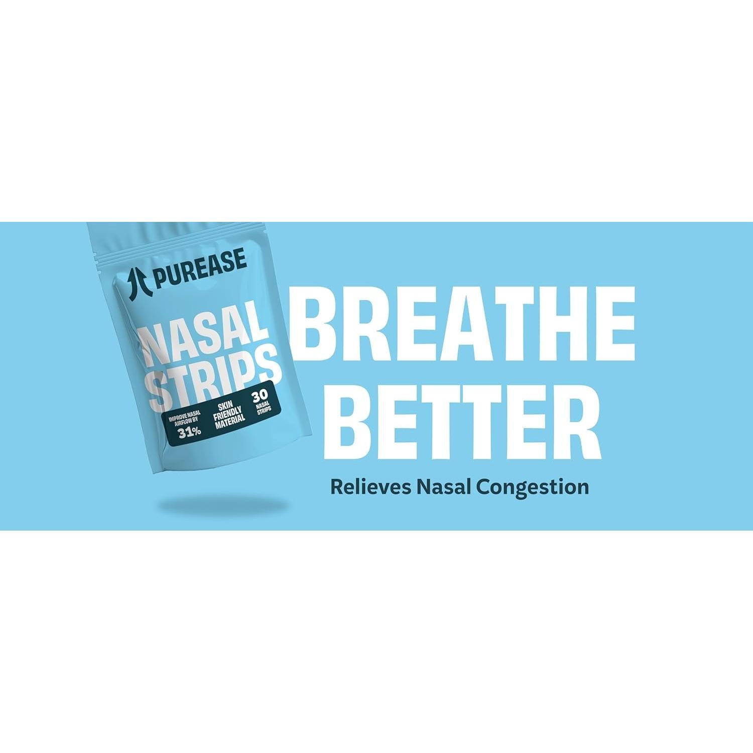 Tiras Nasales Purease | Transparentes | 30 Unidades | Sin Medicamentos