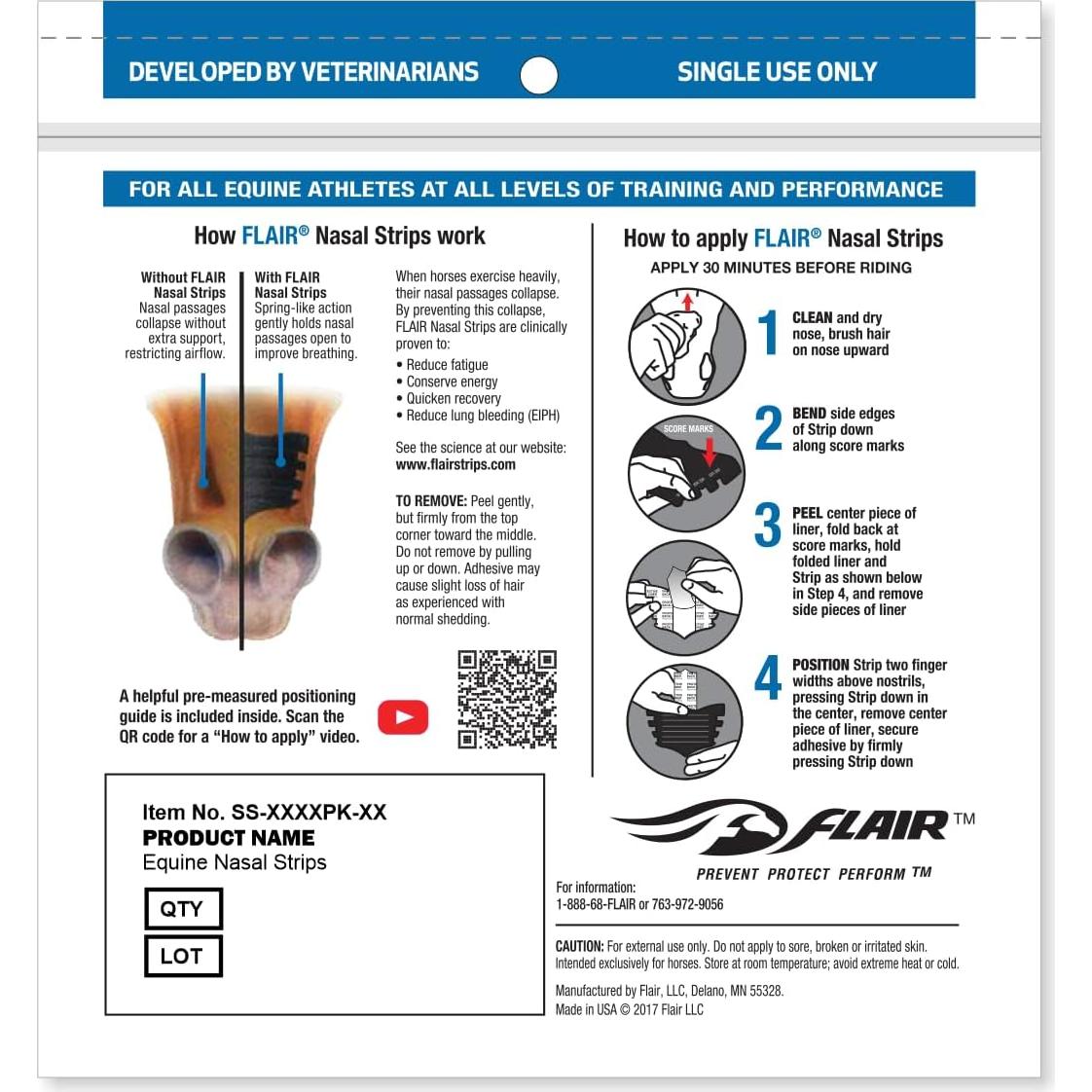 Tiras Nasales FLAIR para Caballos Rosa Paquete de 6