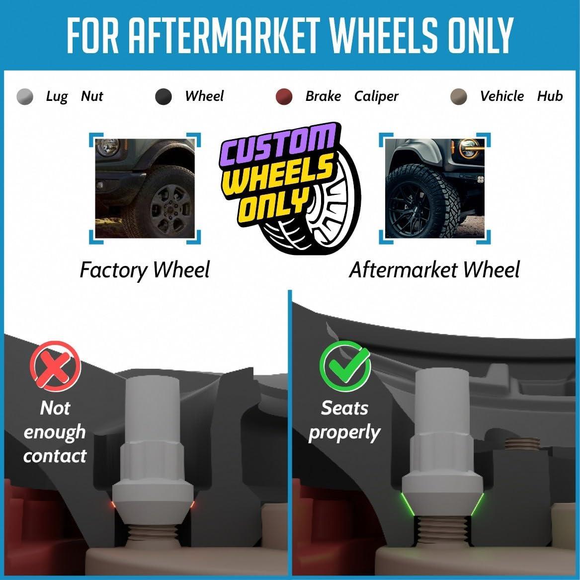 Cerraduras de Rueda M12x1.5 Acorn Partes de Accesorios Negro