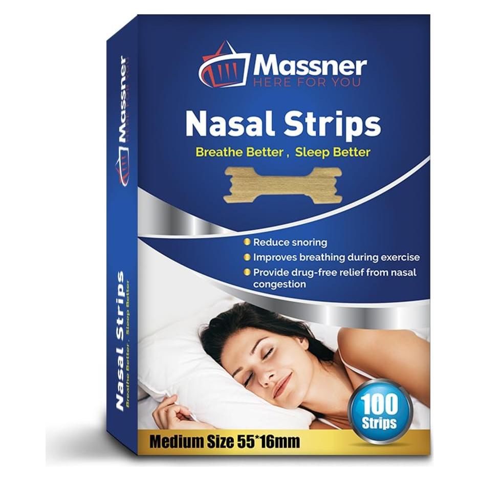 Tiras Nasales Massner 100 Unidades Anti Ronquidos Medianas