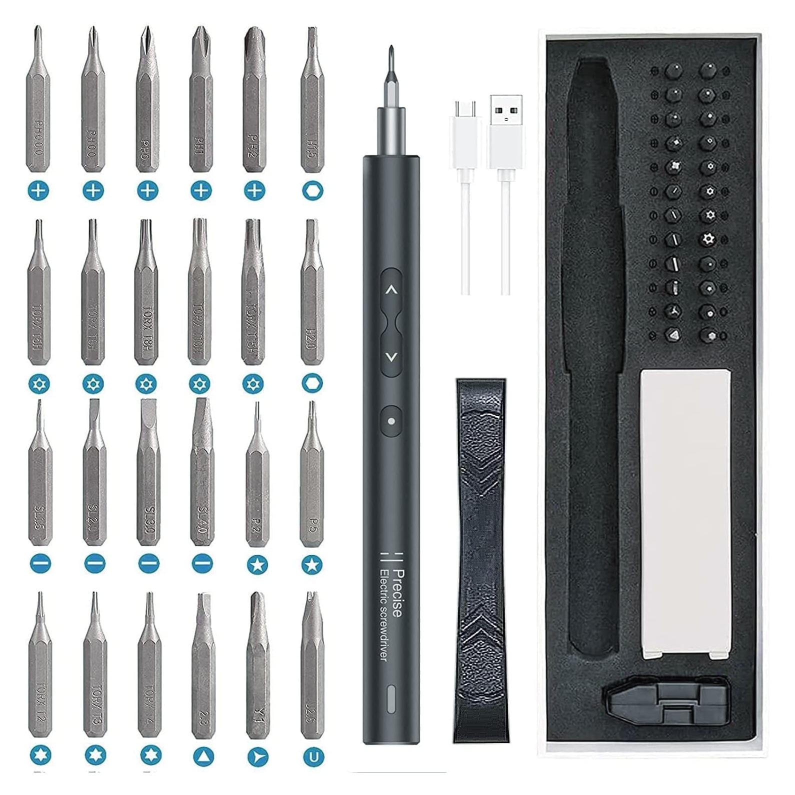 Destornillador Eléctrico AMIR 28 en 1 con 24 Puntas y LED