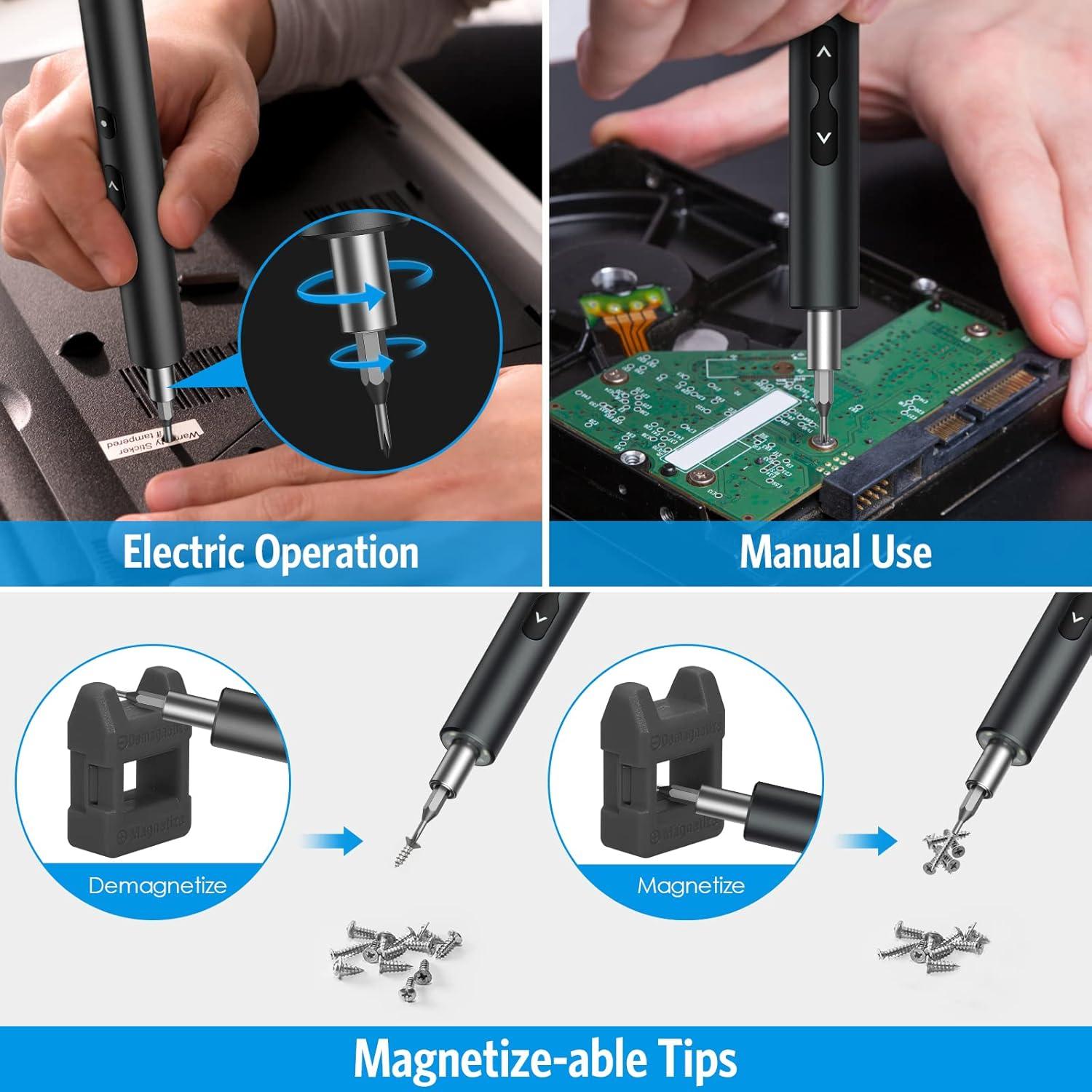 Destornillador Eléctrico AMIR 28 en 1 con 24 Puntas y LED