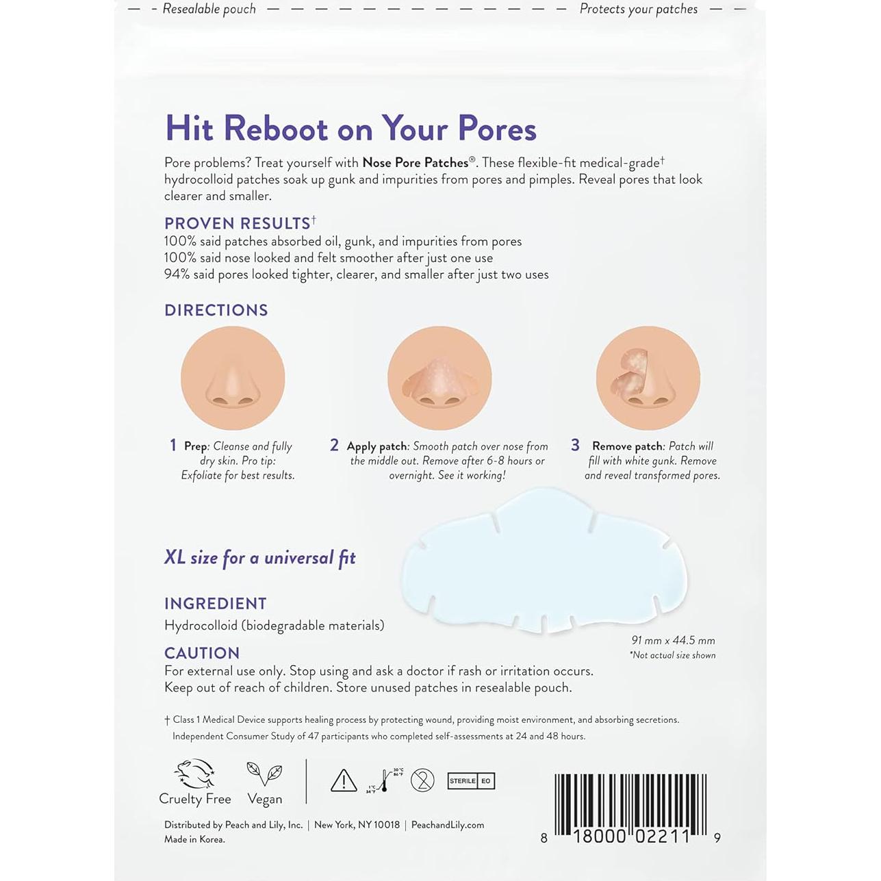 Parches para Poros Nasales Rodajas de Durazno - Hidrocoloide Vegano - 7 Unidades