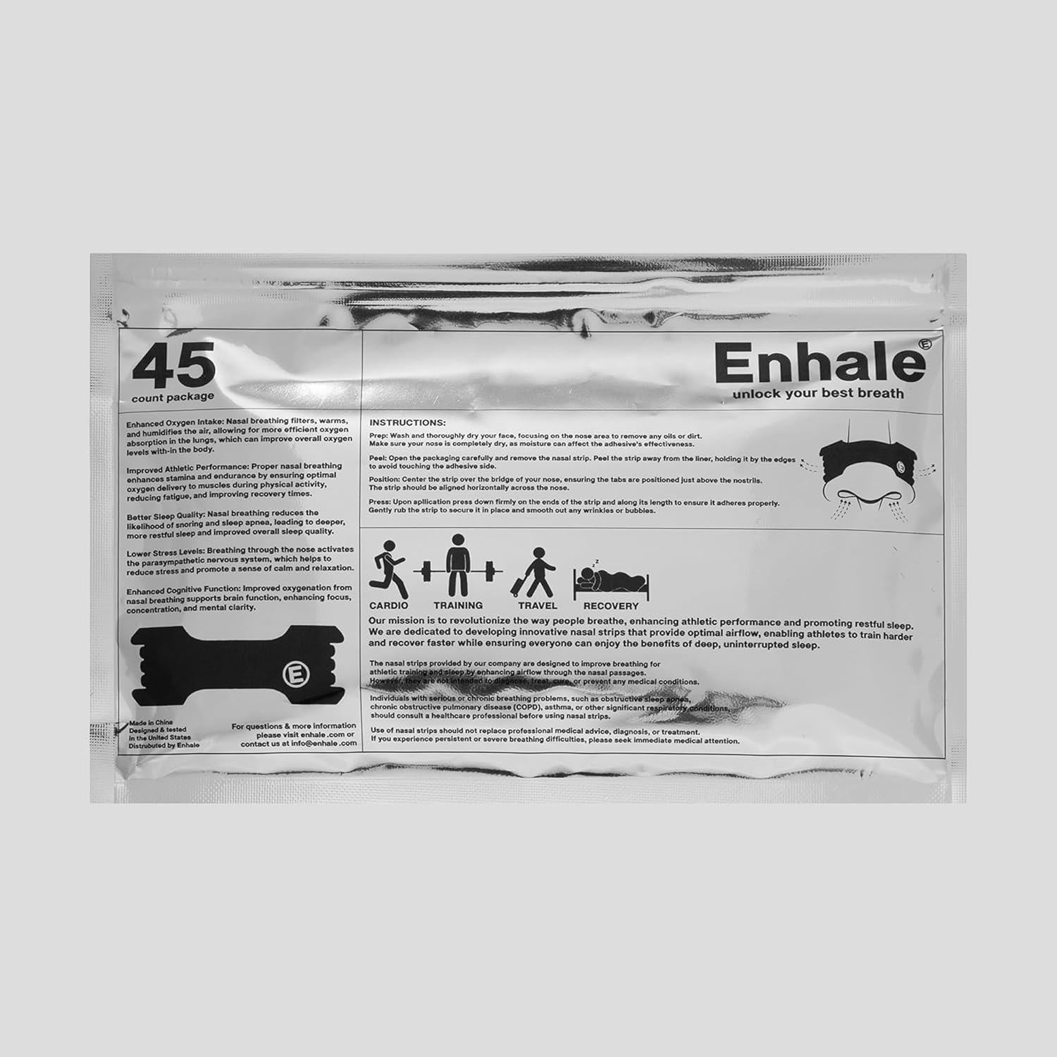 Tiras Nasales Enhale 45 CT - Mejora Respiración y Sueño