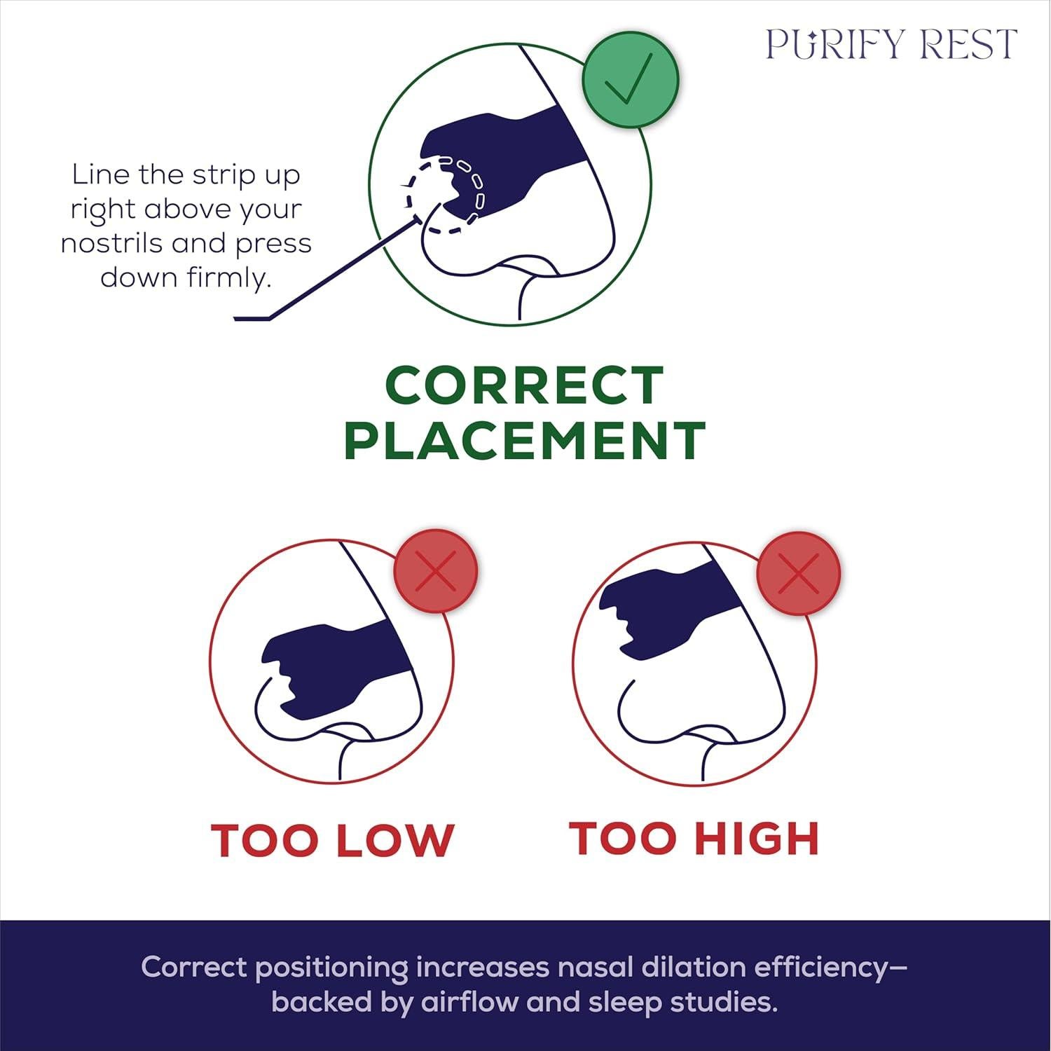 Tiras Nasales Purify Rest para Ronquidos - 50 Unidades