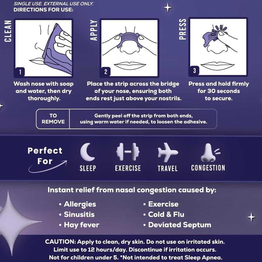 Tiras Nasales Purify Rest para Ronquidos - 50 Unidades